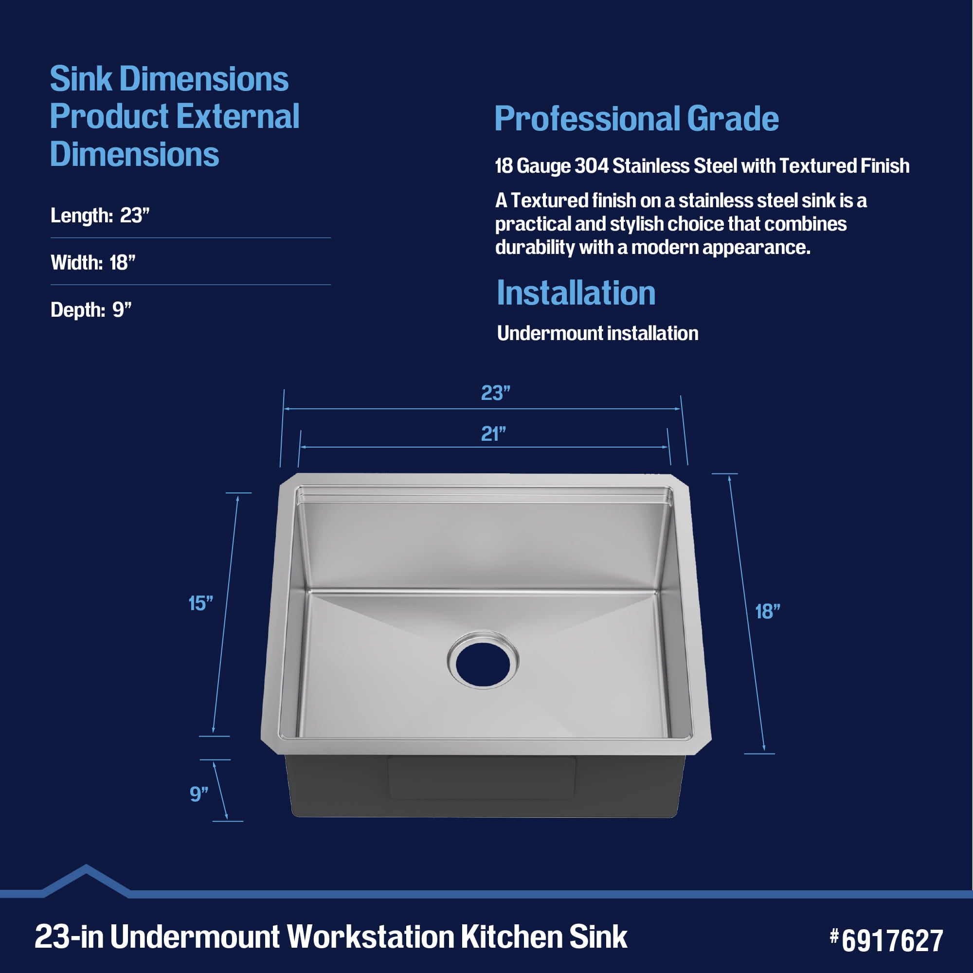Project Source FSU1R2319A19-P Kitchen-Sinks - View #6