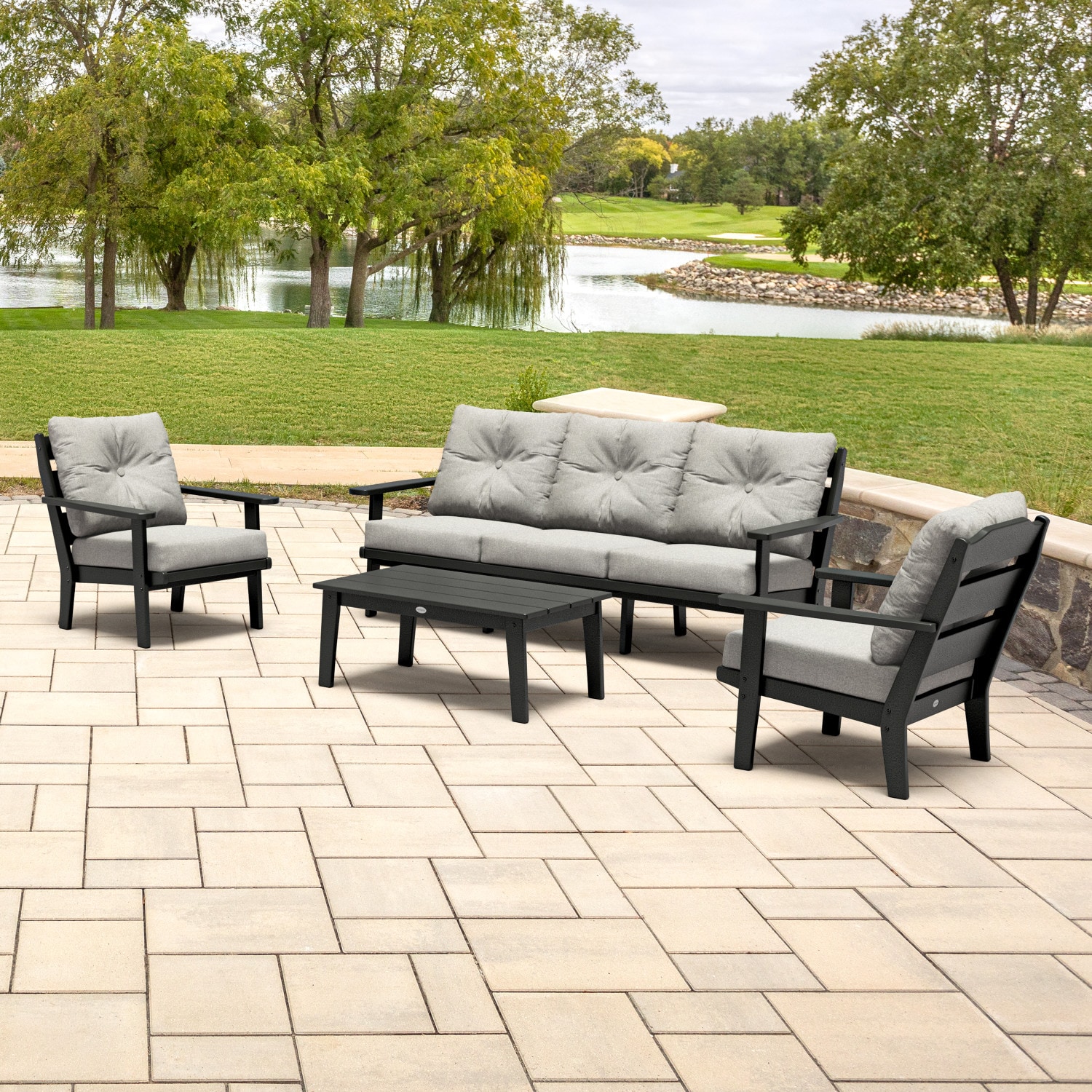 allen + roth by POLYWOOD Oakport 4-Piece Patio Sofa Conversation Set ...