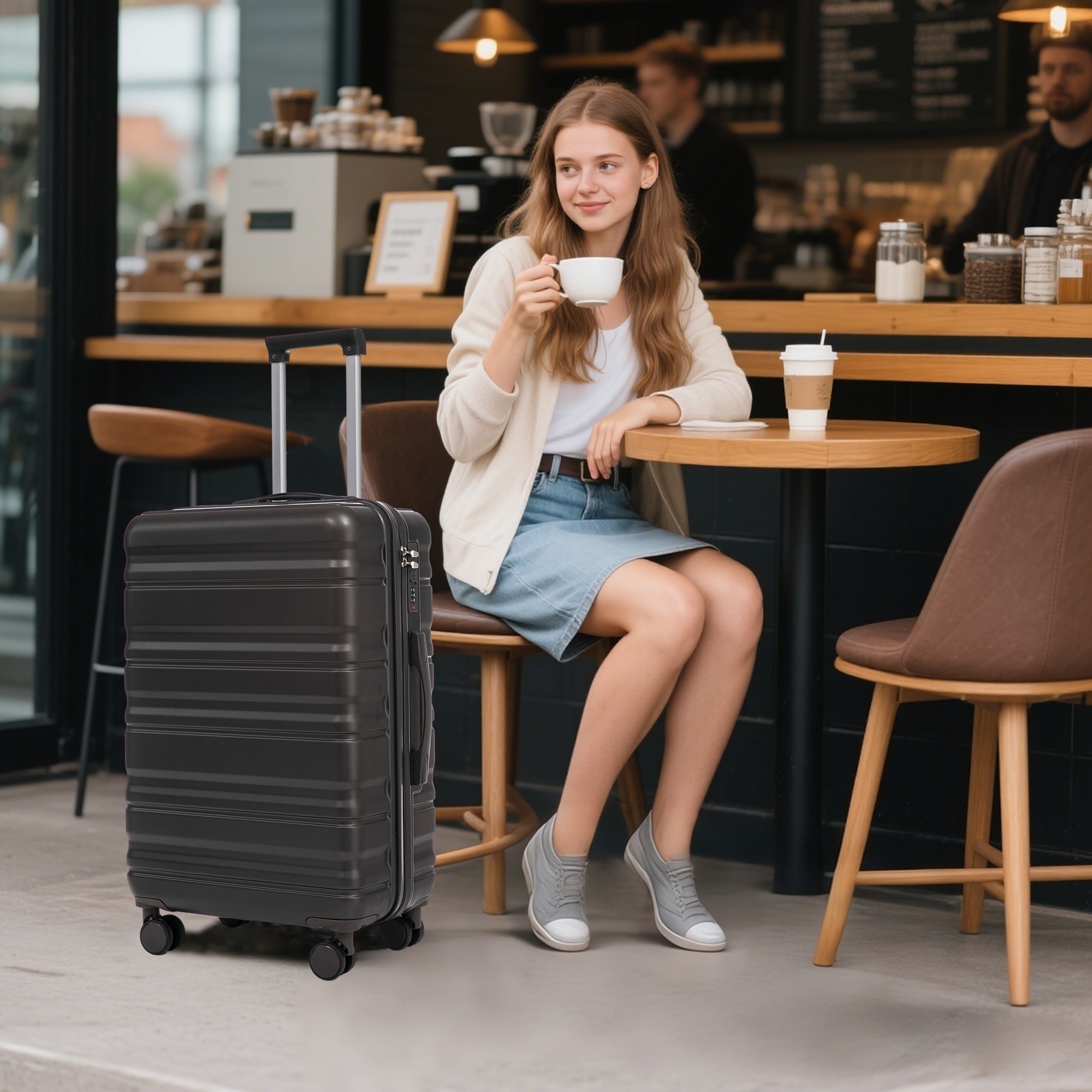 Boyel Living - 3 pcs set in ABS Spinner Wheel Luggage Carry on Suitcase Matching Color Combinatio...