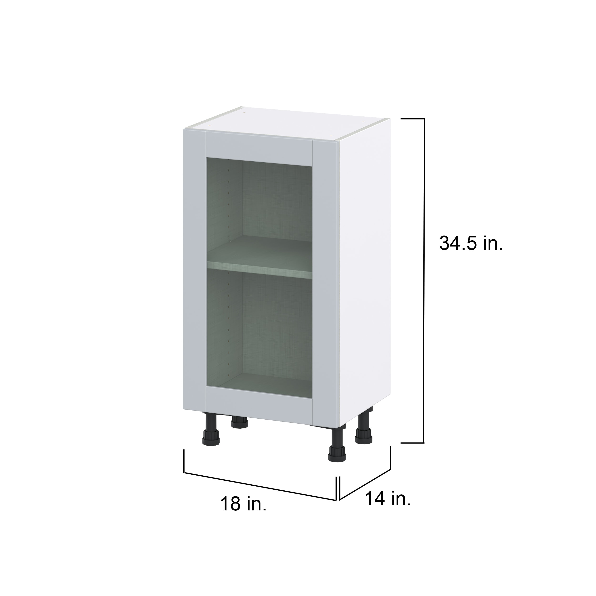 Hugo&Borg Charlesberg 15-in W x 34.5-in H x 16-in D Gray Base Fully Assembled Cabinet (Glass Panel Shaker Door Style)
