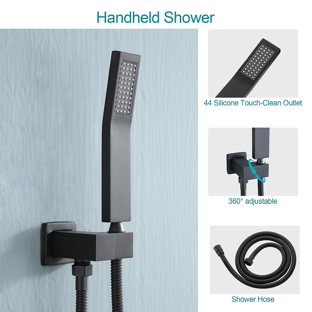 KIBI USA Cube Shower Column with Dual Function Shower Head Black Matte