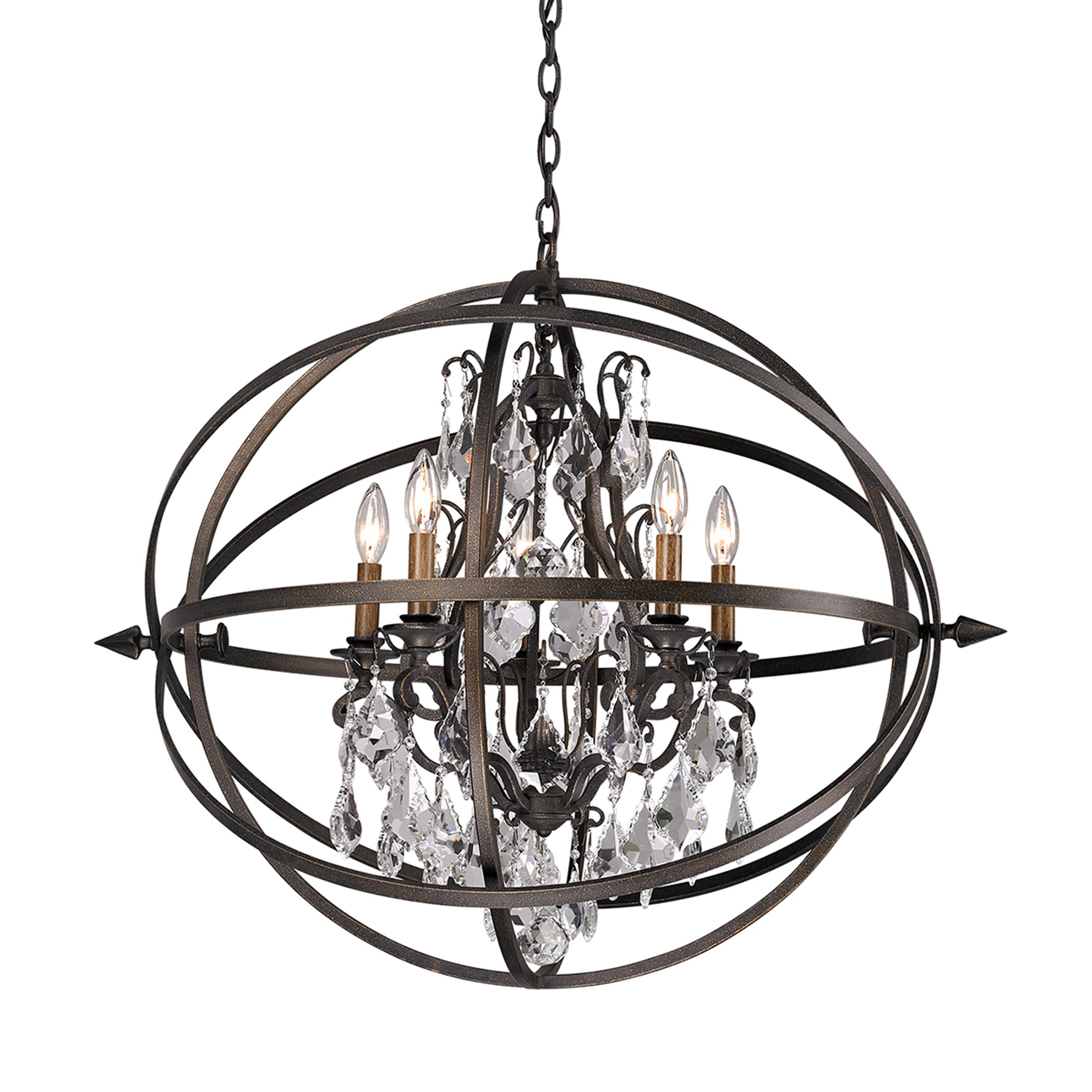Troy Lighting F2996 Byron 5-Light Vintage Bronze Transitional Geometric Hanging Pendant Light