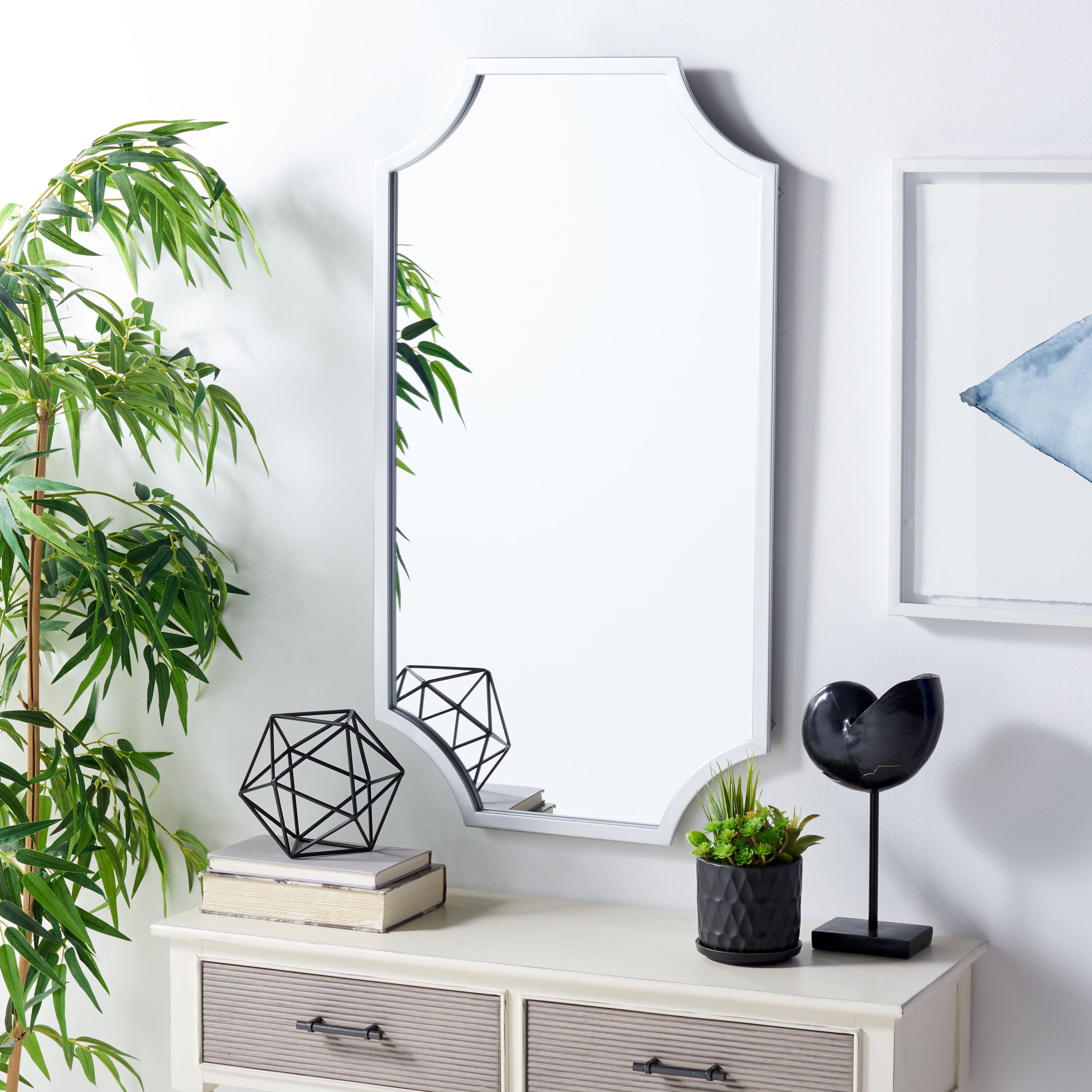 Elenin Silver Scalloped Rectangular Wall Mirror