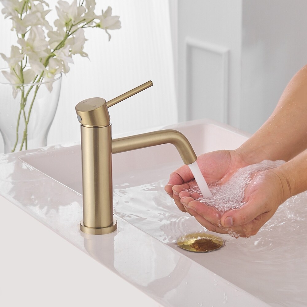Brushed Gold Single Handle Deck-Mounted Bathroom Faucet