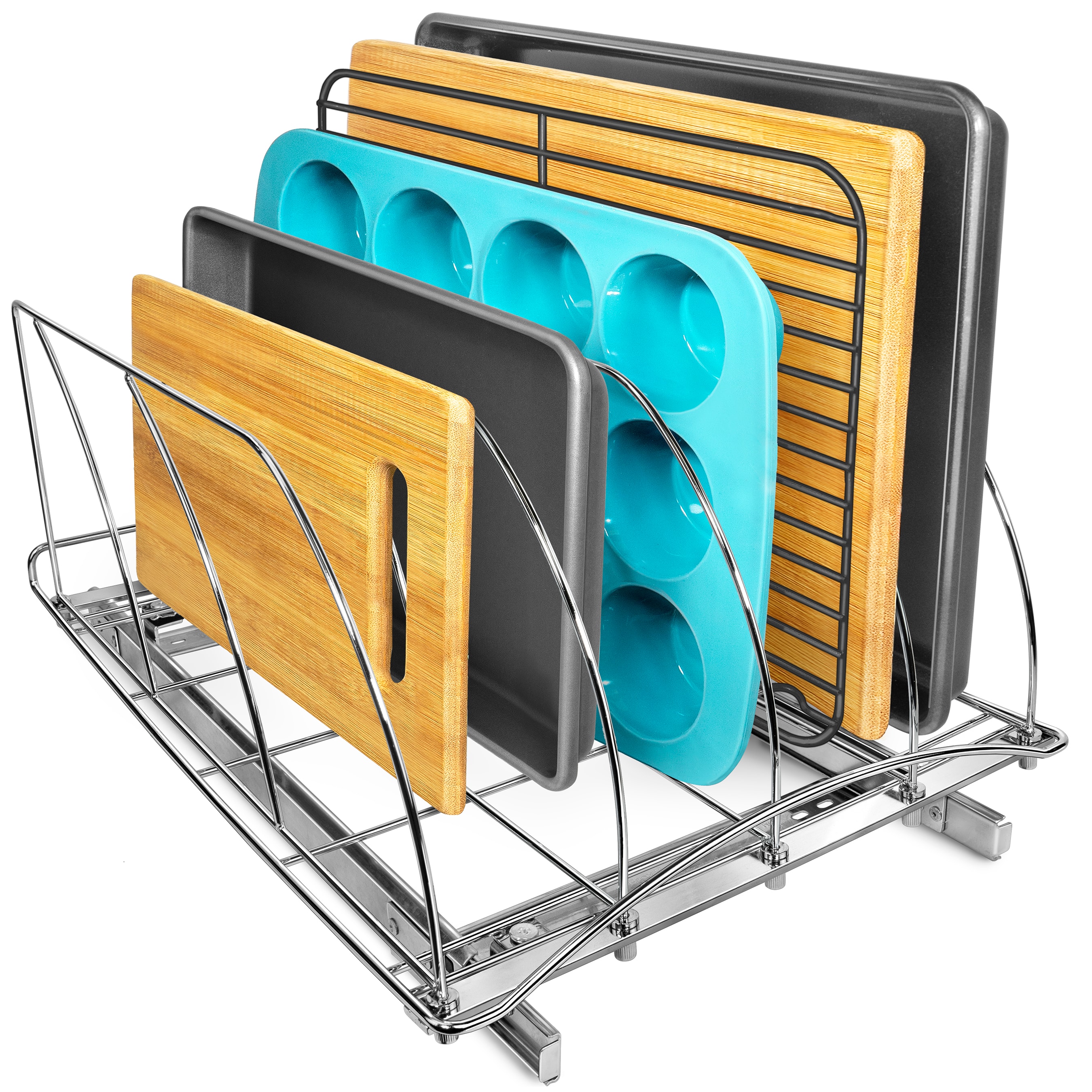 Lynk Professional 14-in W x 9.6-in H x 21-in D 1 -Tier Cabinet-mount Chrome Metal Pull-out Bakeware organizer