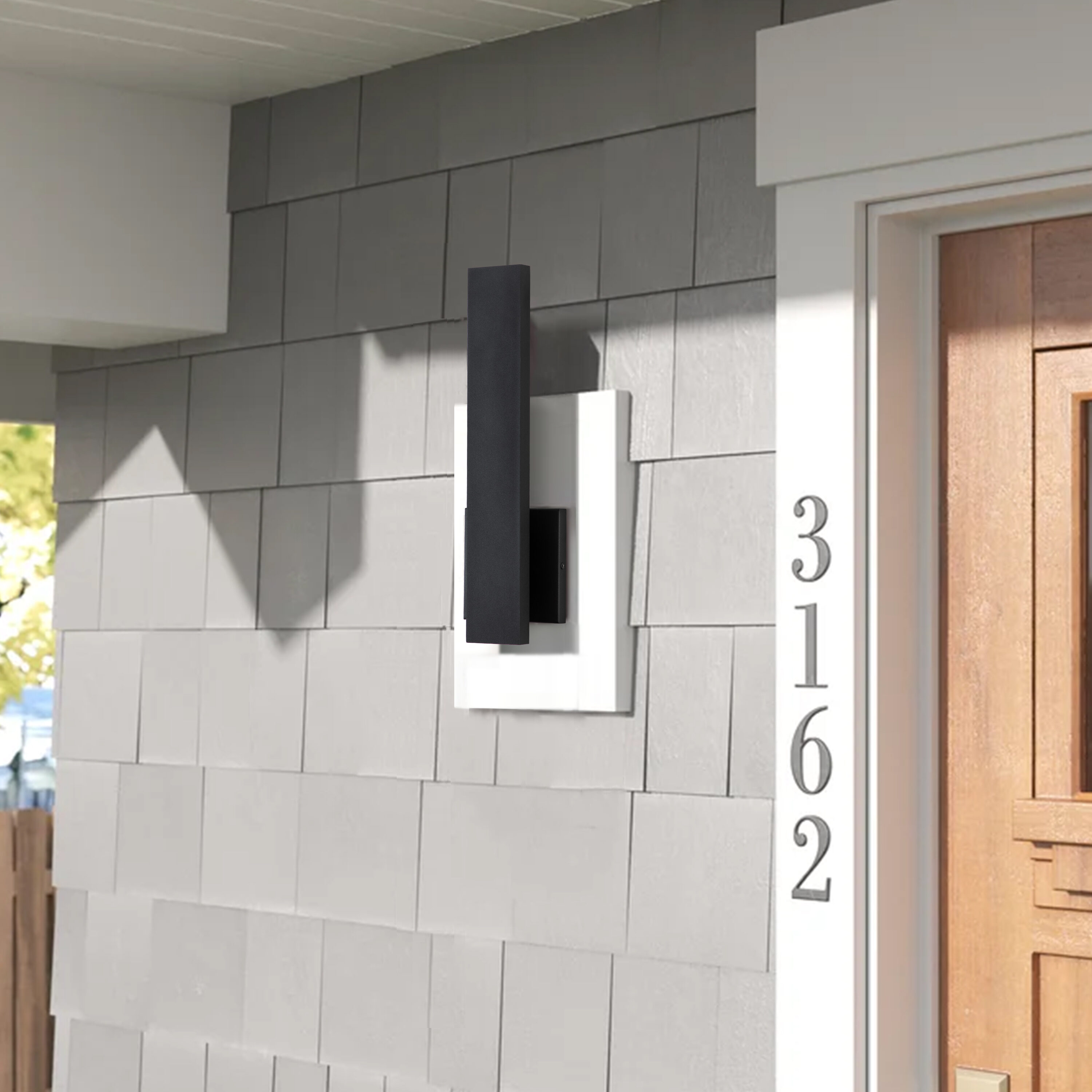Sleek Matte Black 15" Outdoor LED Wall Sconce with Frosted Diffuser