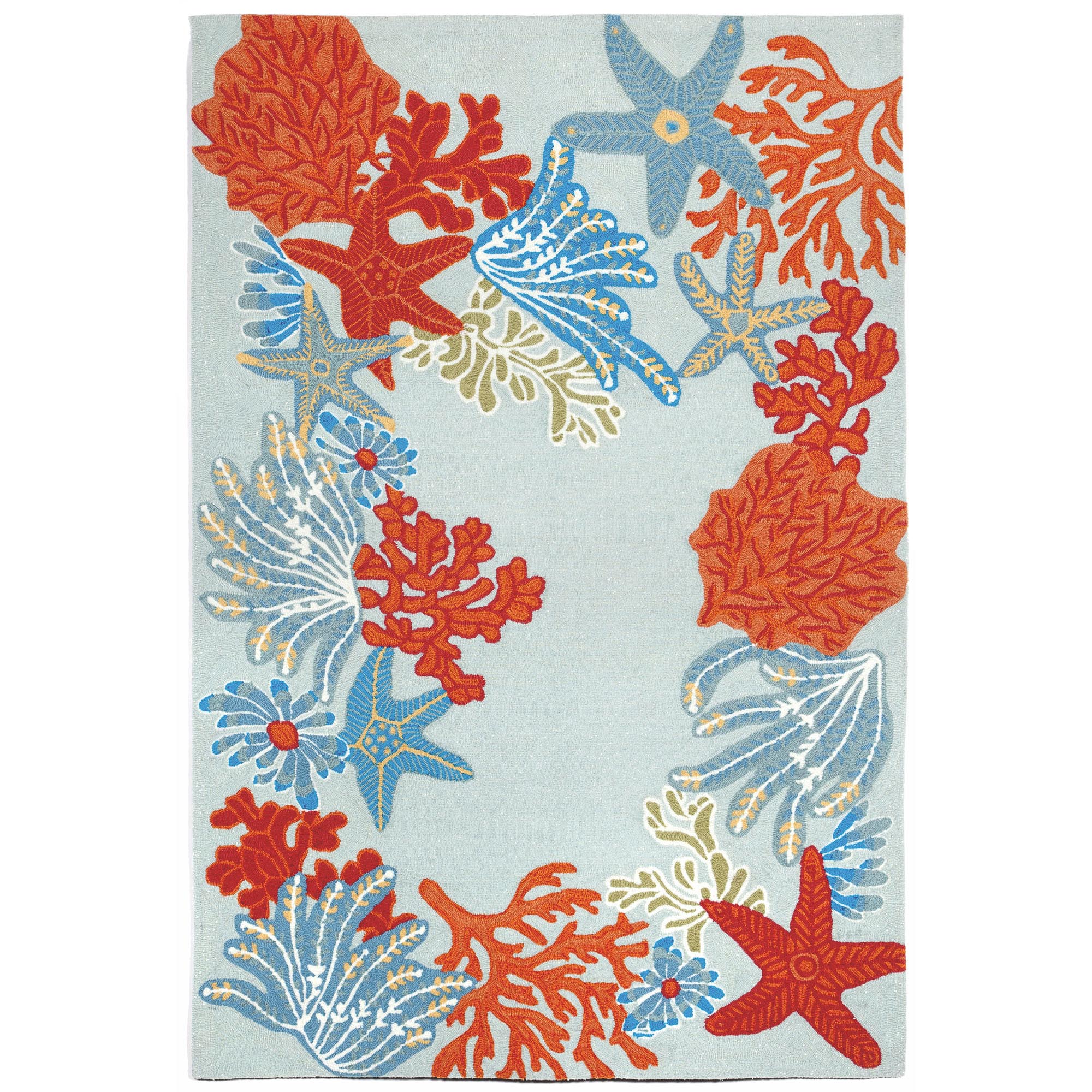 Hand-Tufted Rectangular Easy-Care Ocean Blue Rug 5' x 7'