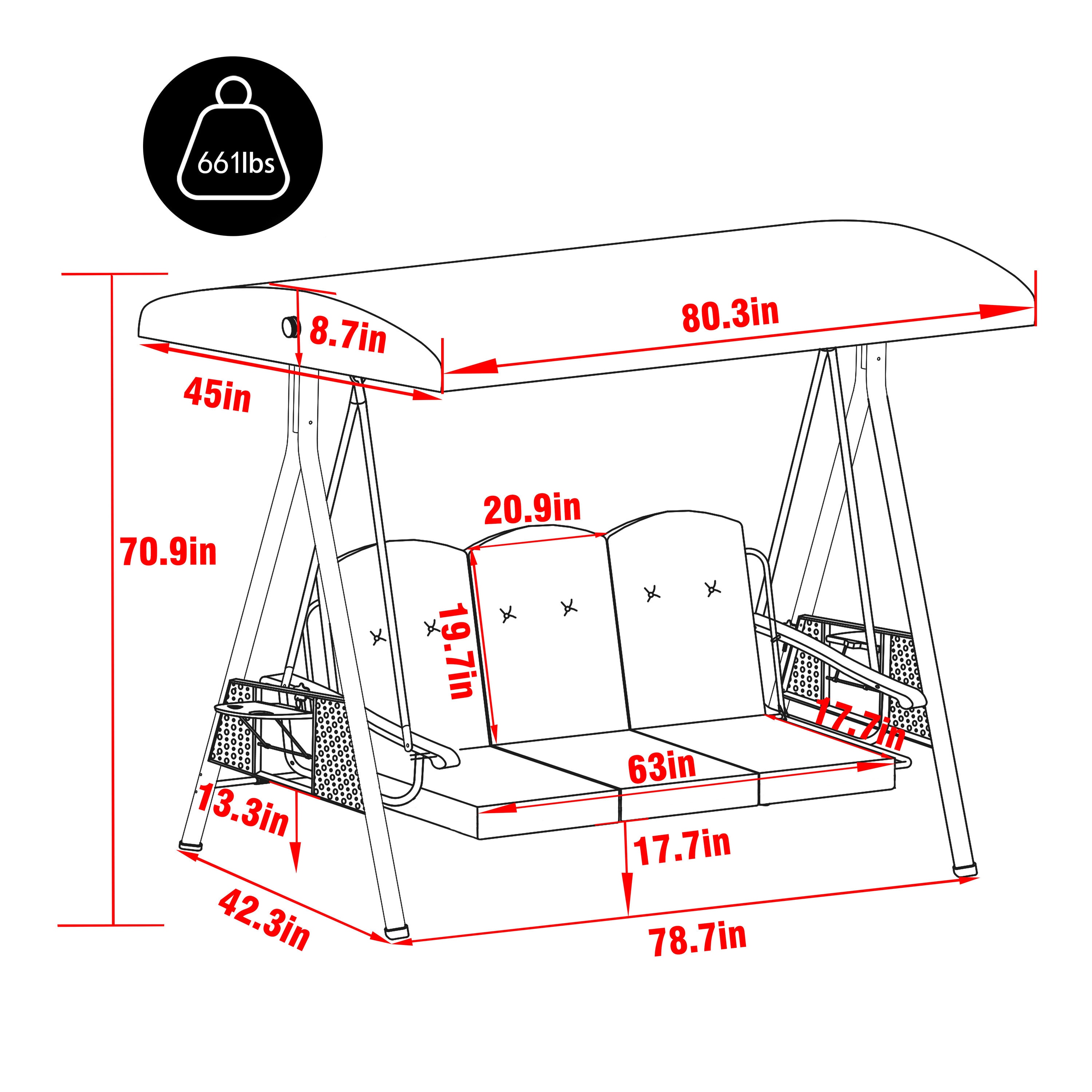 VEIKOUS PG0210-02-19RE Swing-Gliders - View #2