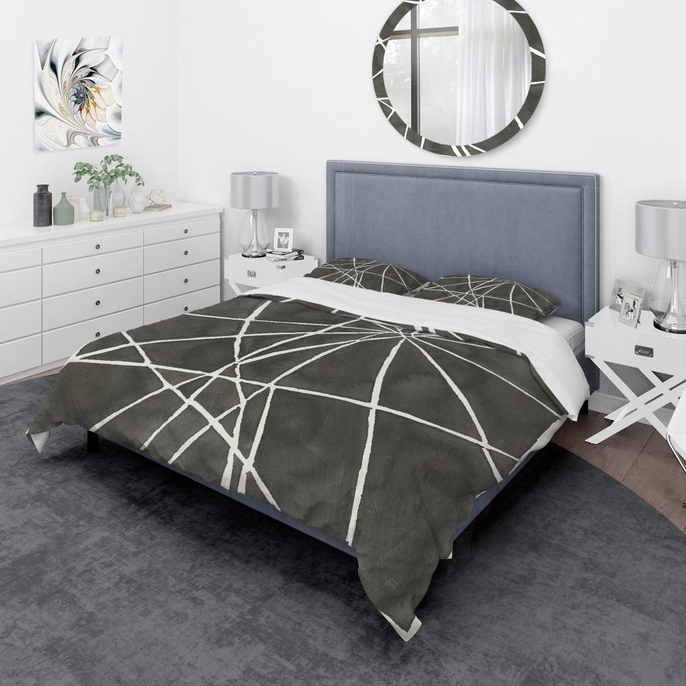 Designart BED30178-T 3 -Piece Black Twin Duvet cover Set