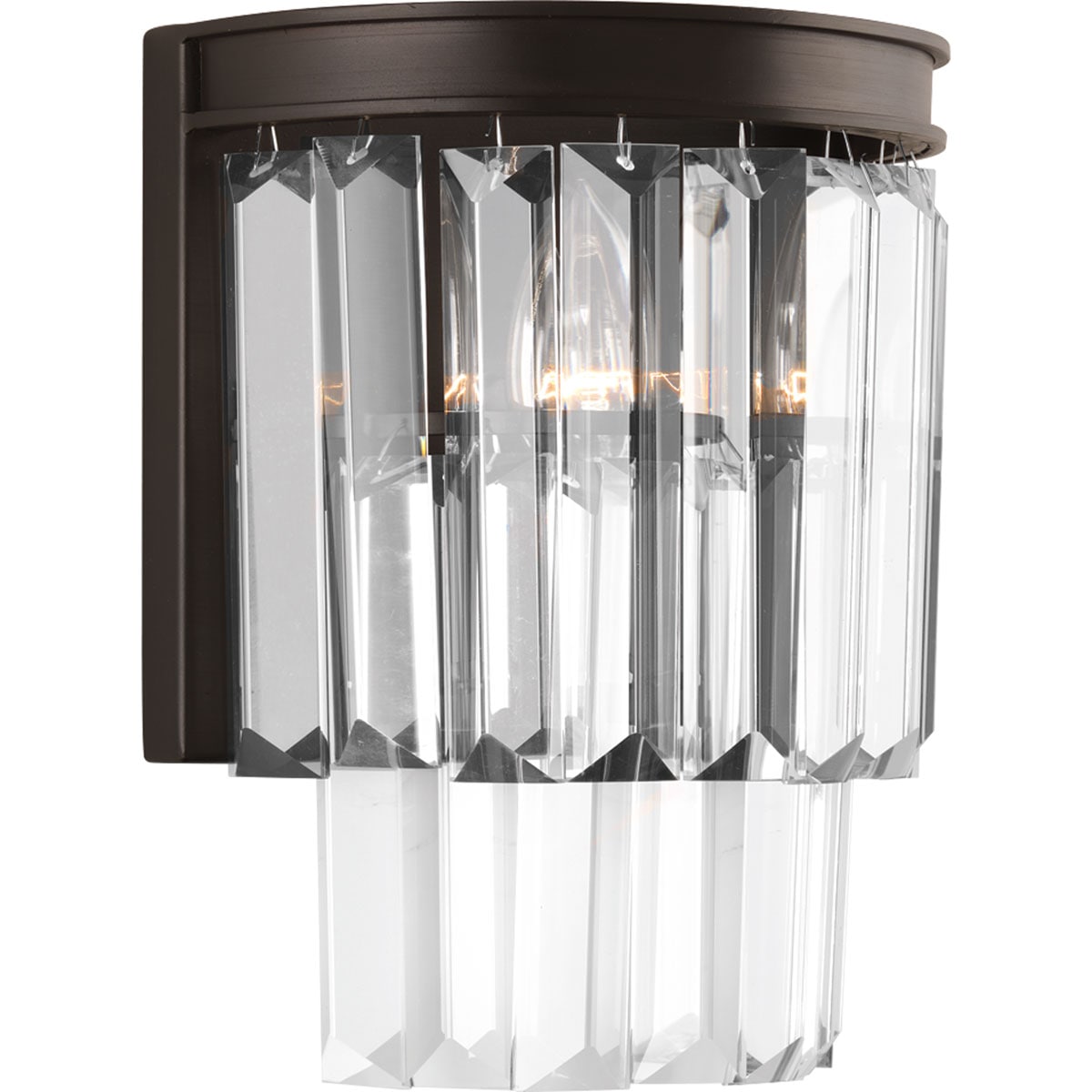 Antique Bronze 2-Light Wall Sconce with Prismatic Glass Shade