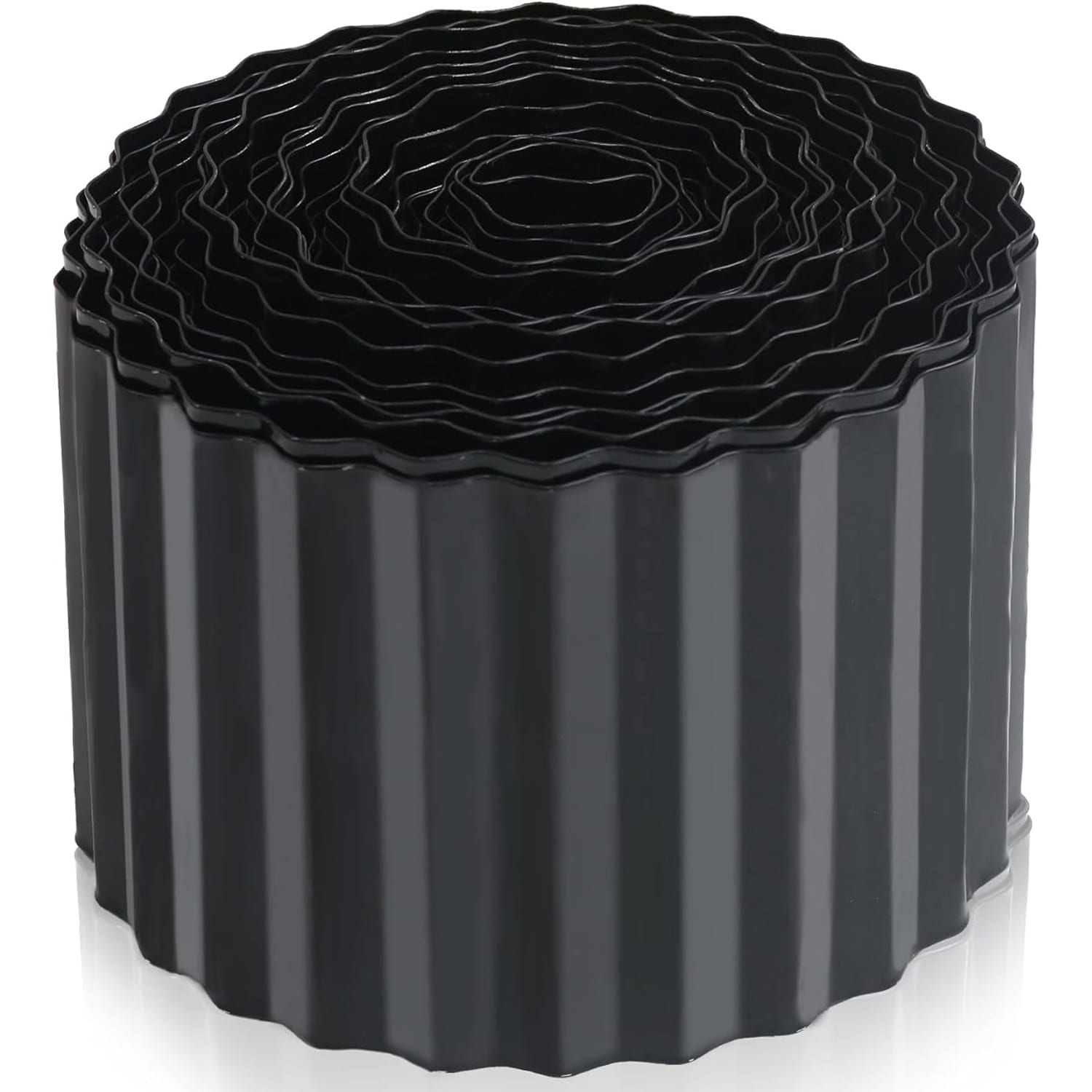 Etokfoks  50 ft x 6 in Flexible Corrugated Galvanized Metal Edging Black for Garden Lawn Flower Beds Sidewalks and DIY Landscaping