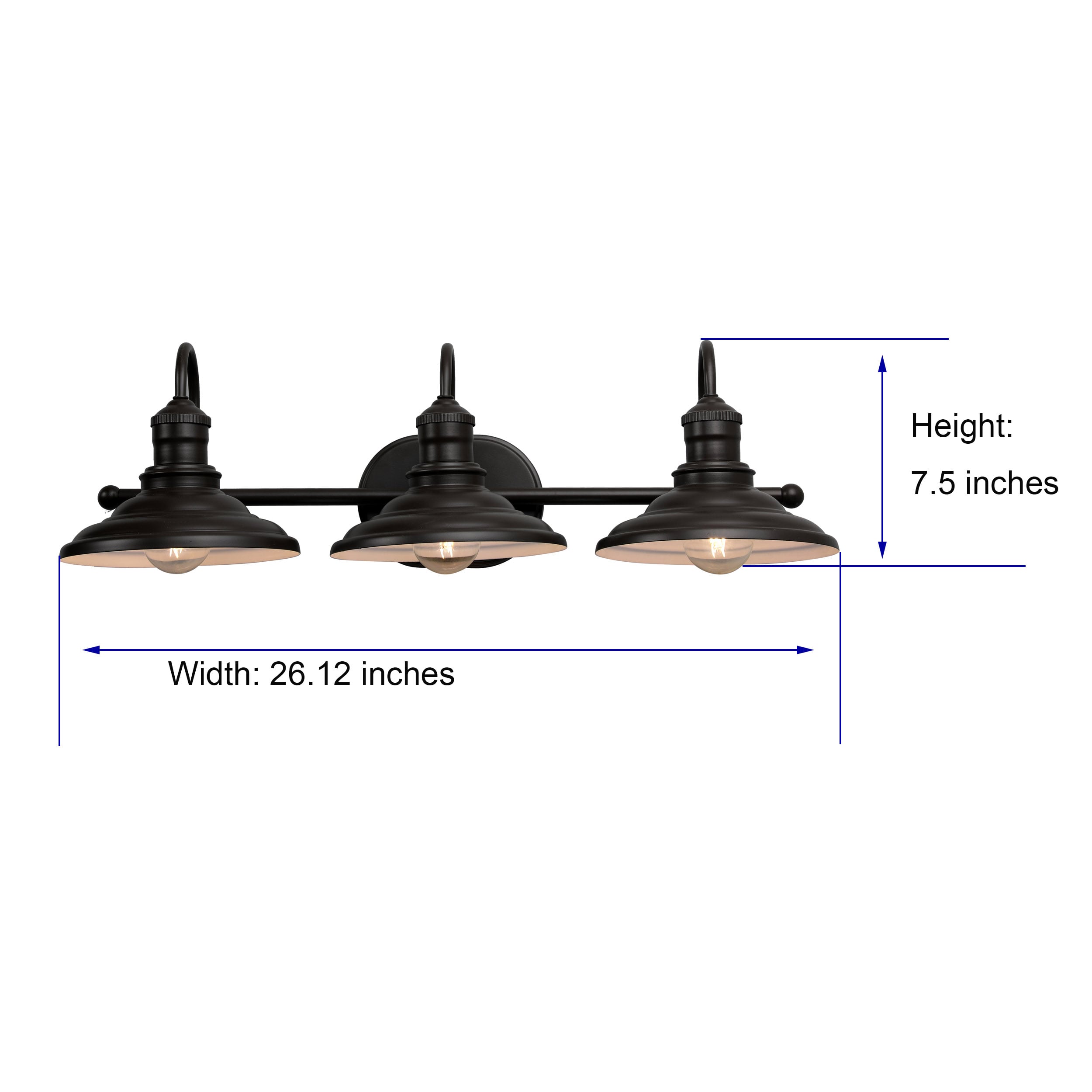 allen + roth Hainsbrook 26.12-in 3-Light Antique Bronze Coastal Vanity  Light in the Vanity Lights department at