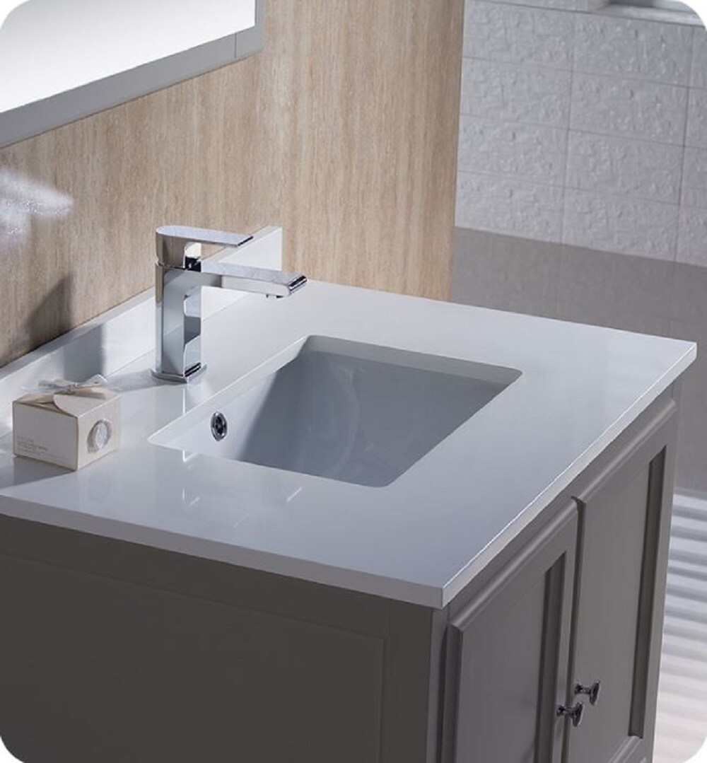 Country Elegance 30" Freestanding Vanity with Quartz Top in Gray