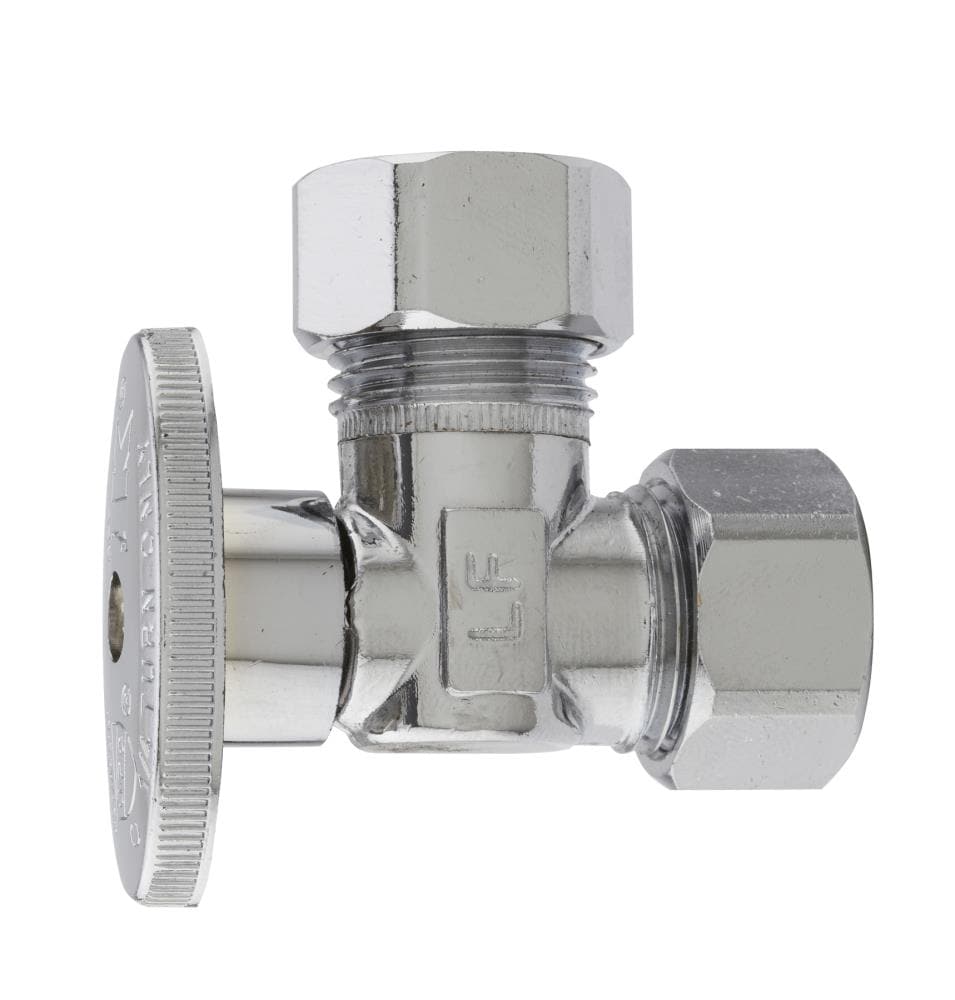 Keeney 1/2-in Pex x 1/4-in Compression Brass Quarter Turn Stop Angle Valve  in the Shut-Off Valves department at