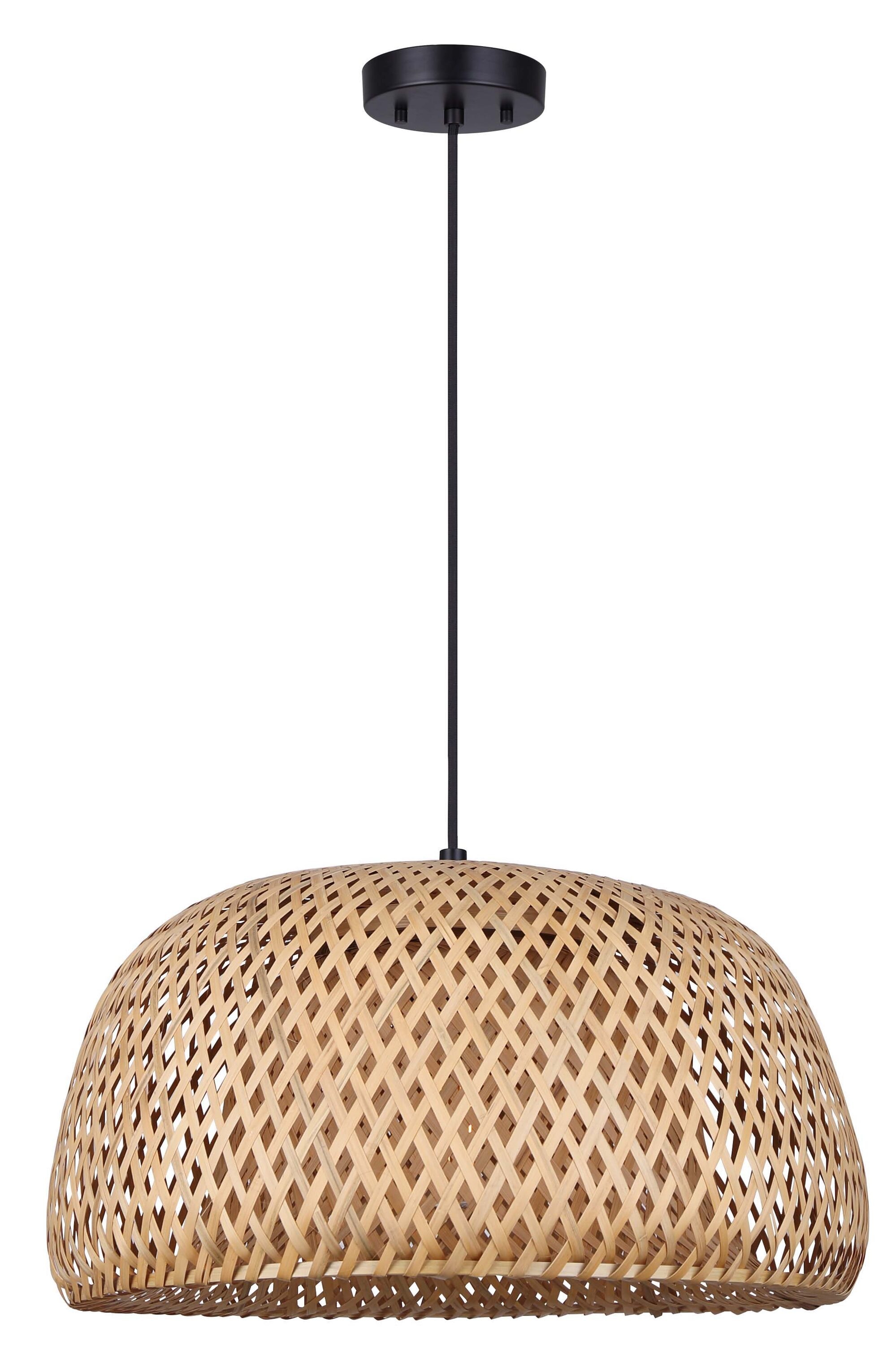 Canarm IPL2025B01BK Sariel Matte Black Coastal Dome Medium Hanging Pendant light