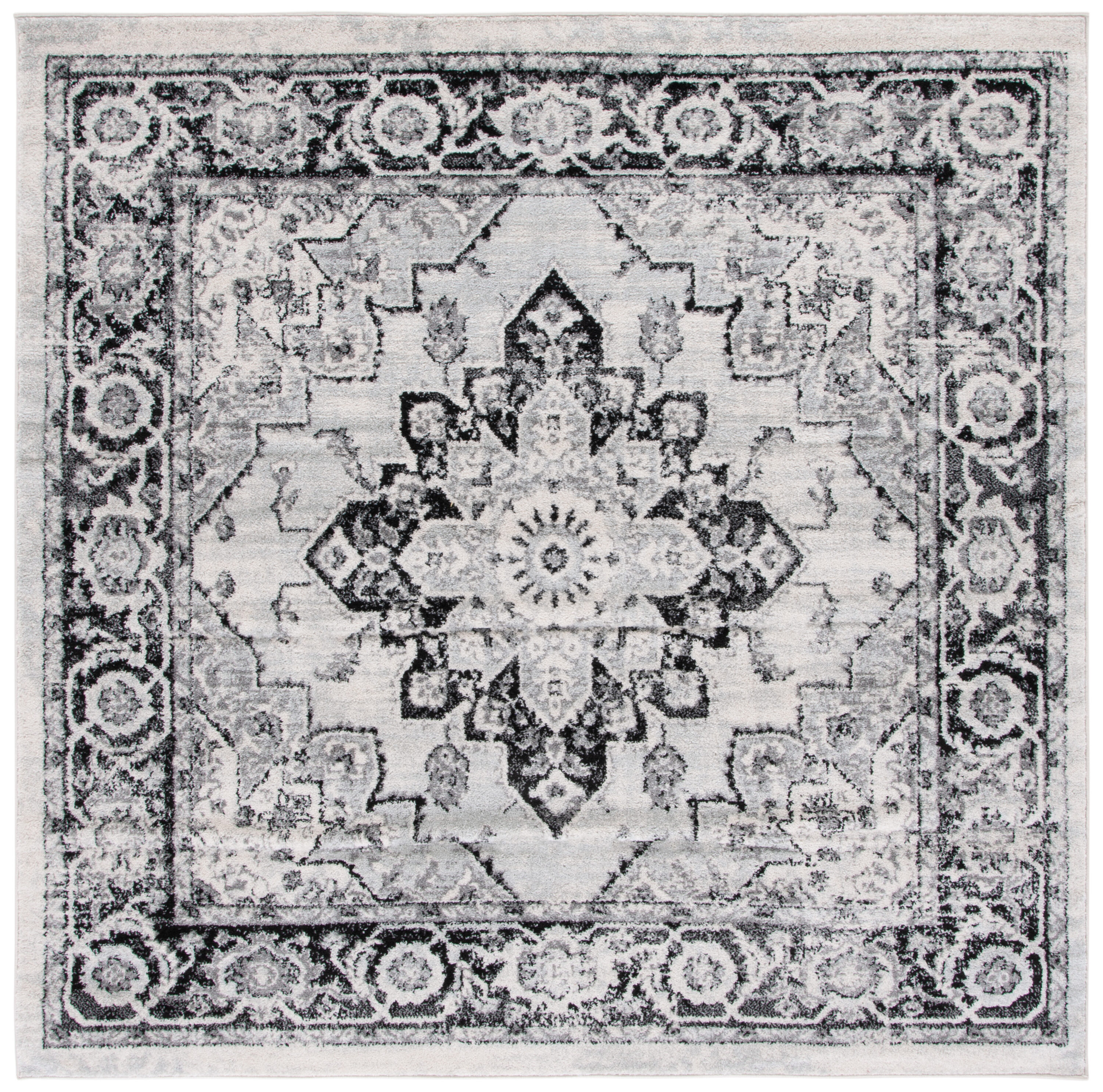 Tulum 279A Ivory Black 7 X 7 Area Rug