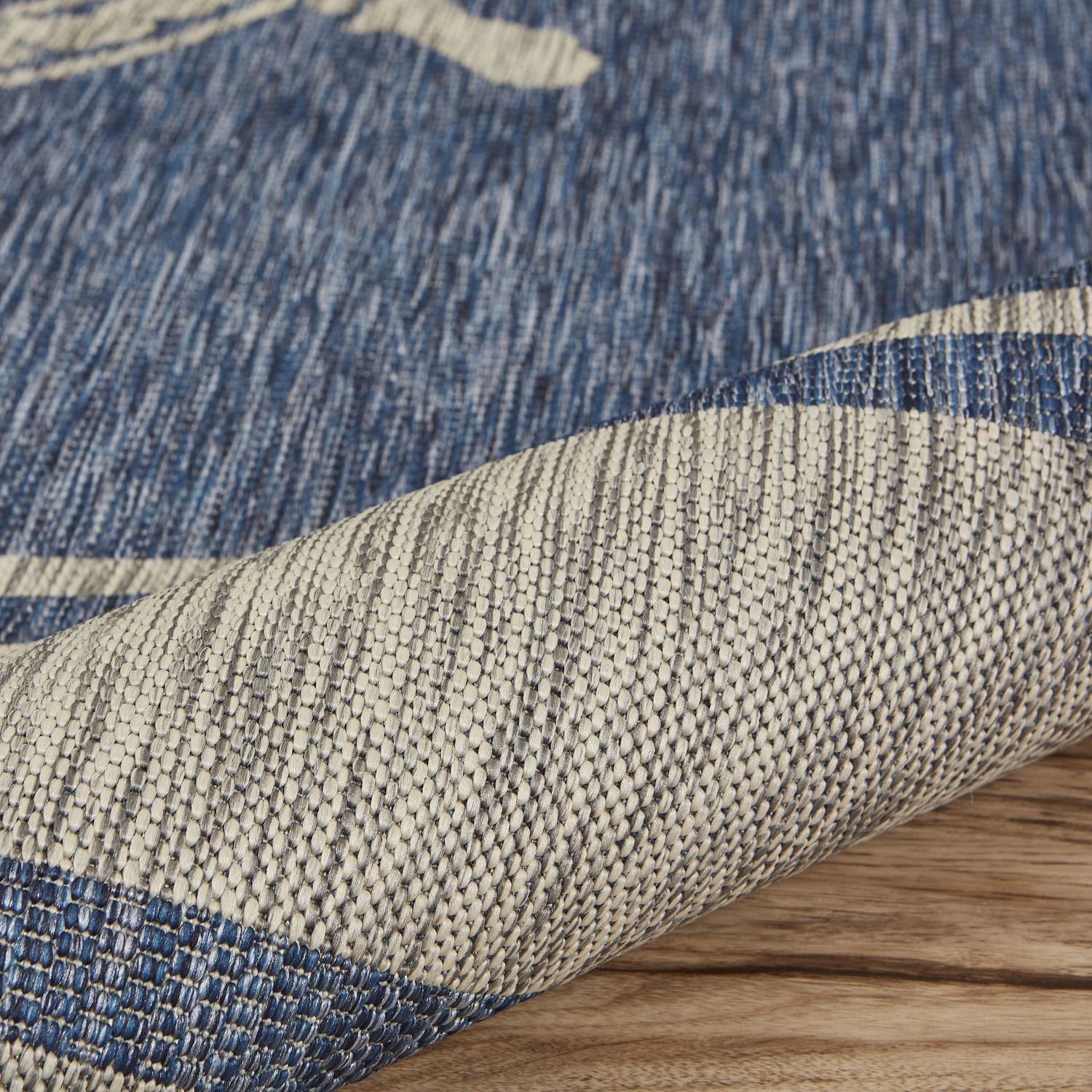 Nautical Gray and Blue Synthetic 5' x 7' Area Rug