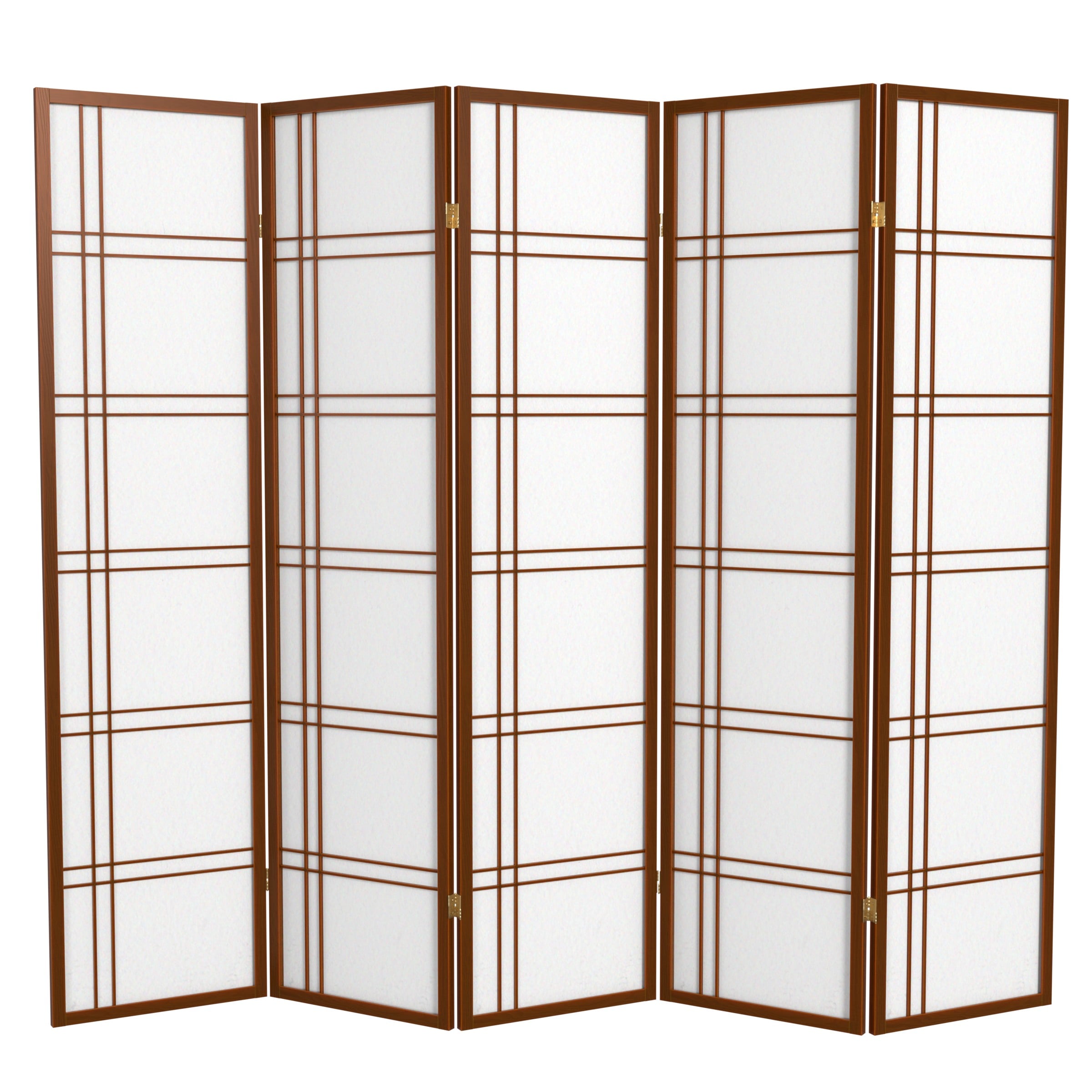 Red Lantern SSCDBLX-5P-WAL 5 -Panel Walnut Wood Folding Shoji Style Room Divider