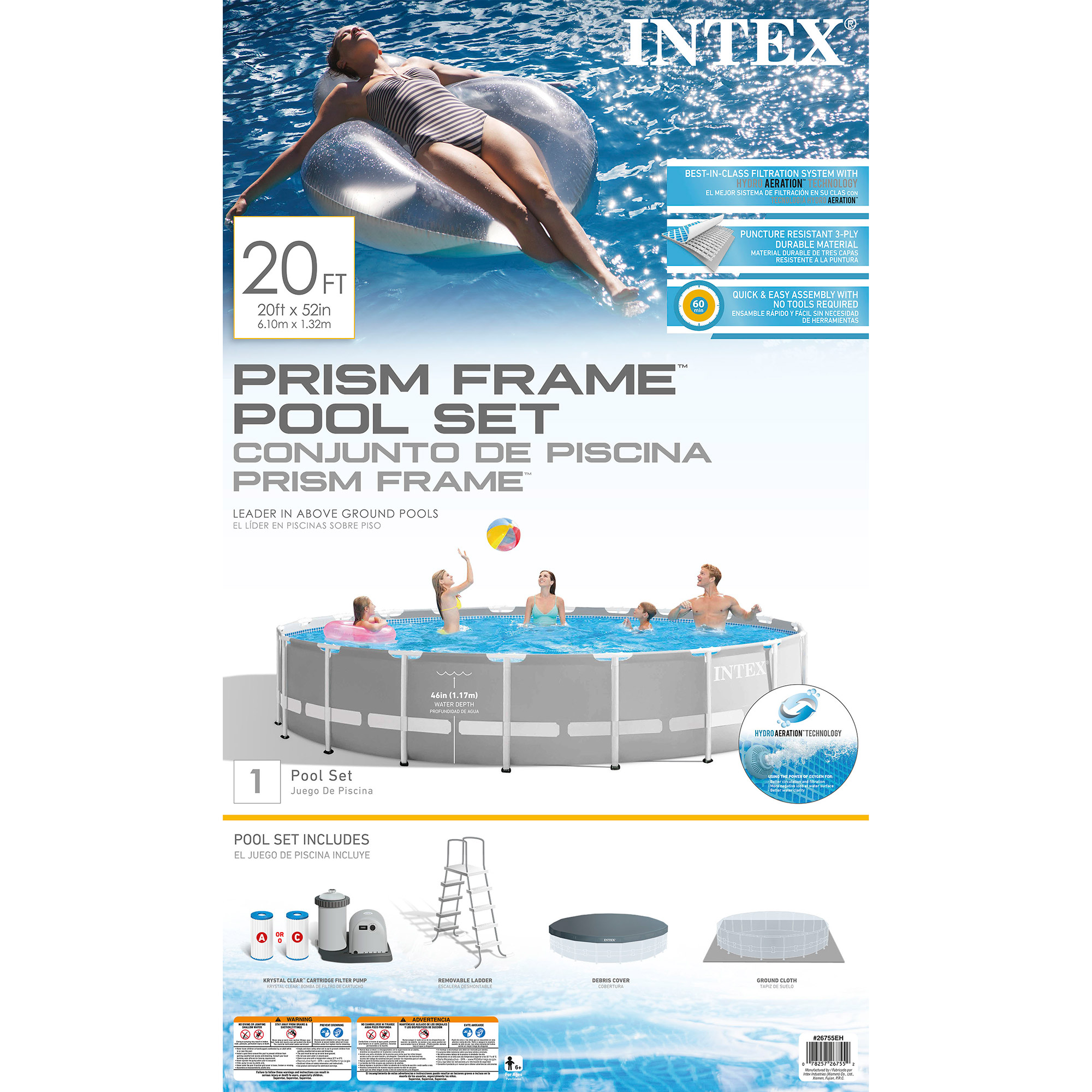 Demon Play cliënt Het begin Intex Prism Frame 20-ft x 20-ft x 52-in Round Above-Ground Pool in the  Above-Ground Pools department at Lowes.com