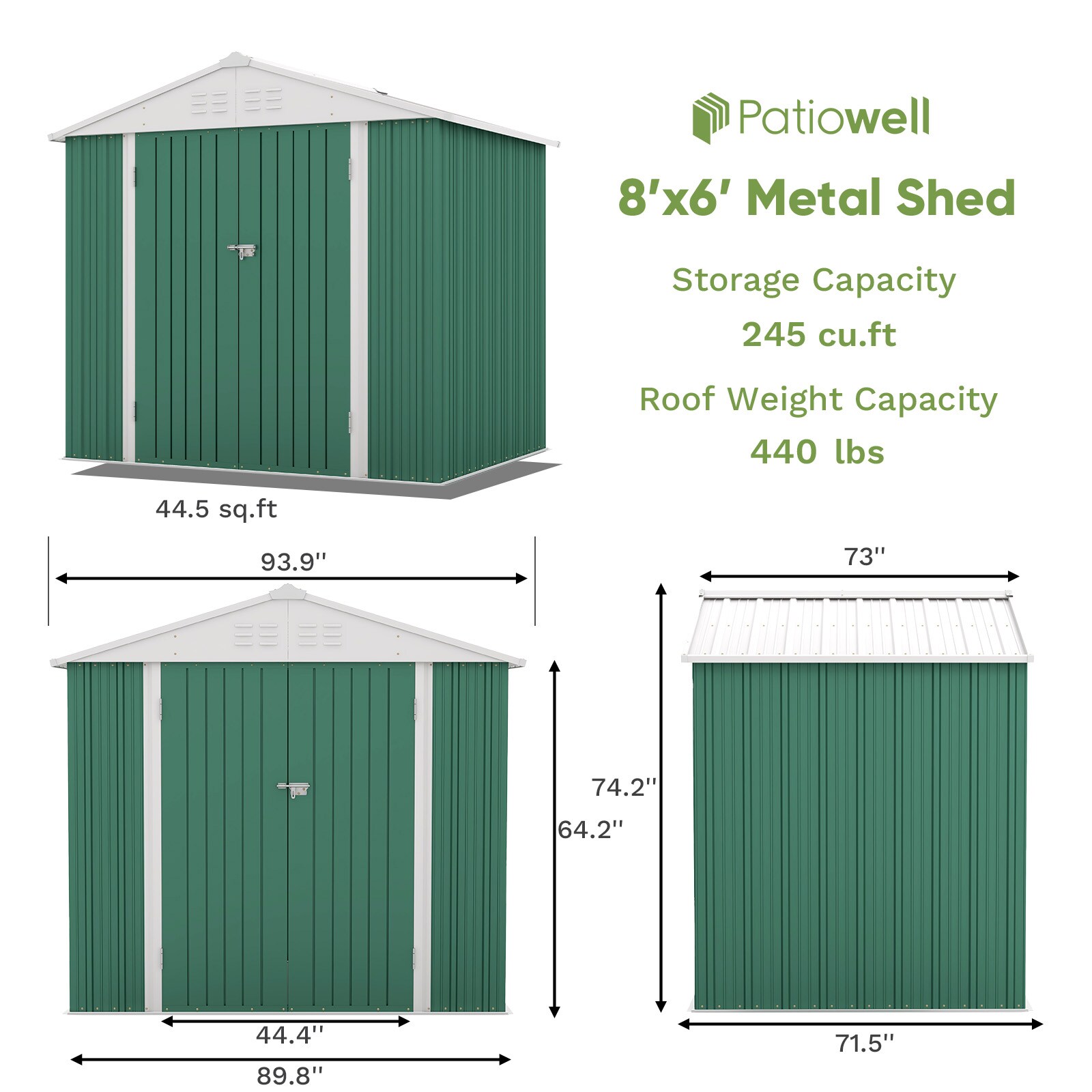 Patiowell WES-PS1268S0BNGN Metal-Storage-Buildings-Sheds - View #7