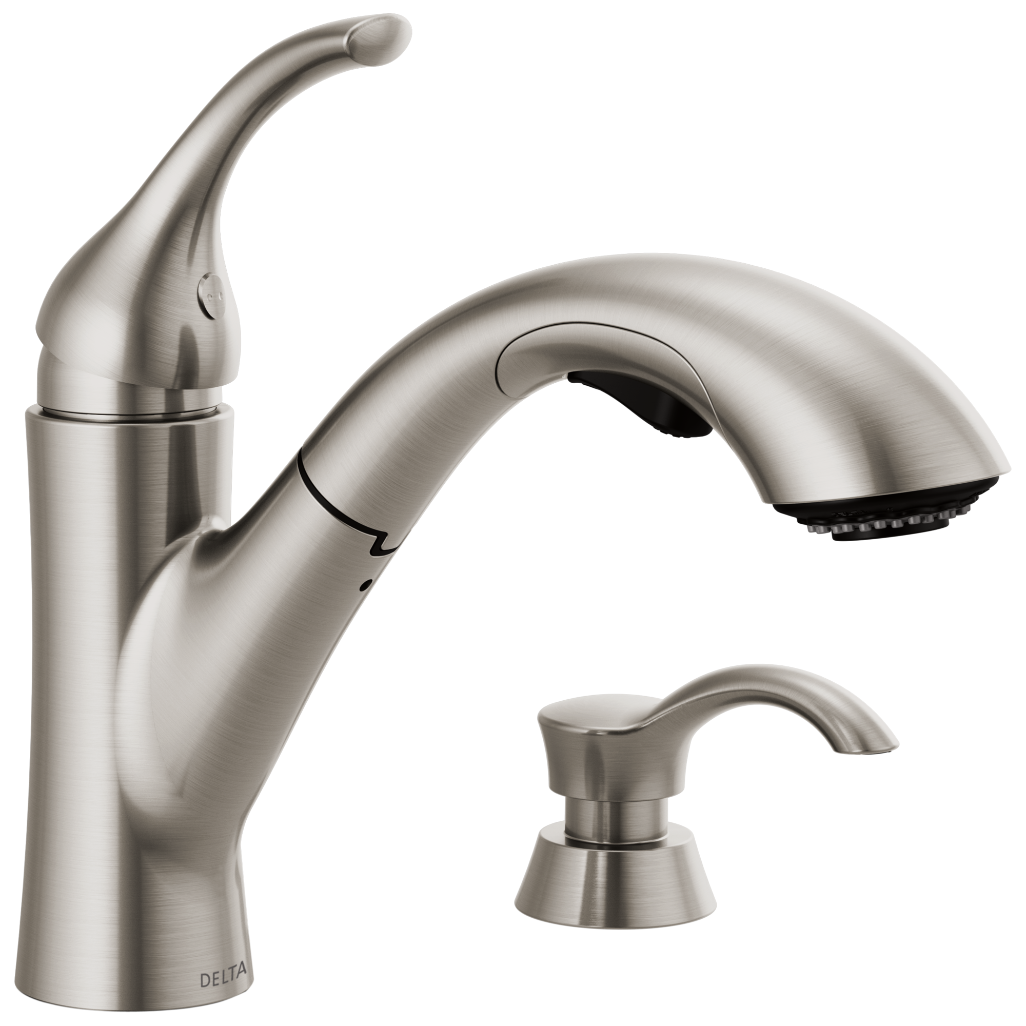 Delta Kessler Stainless Single Handle Pull-out Kitchen Faucet with Deck  Plate and Soap Dispenser Included