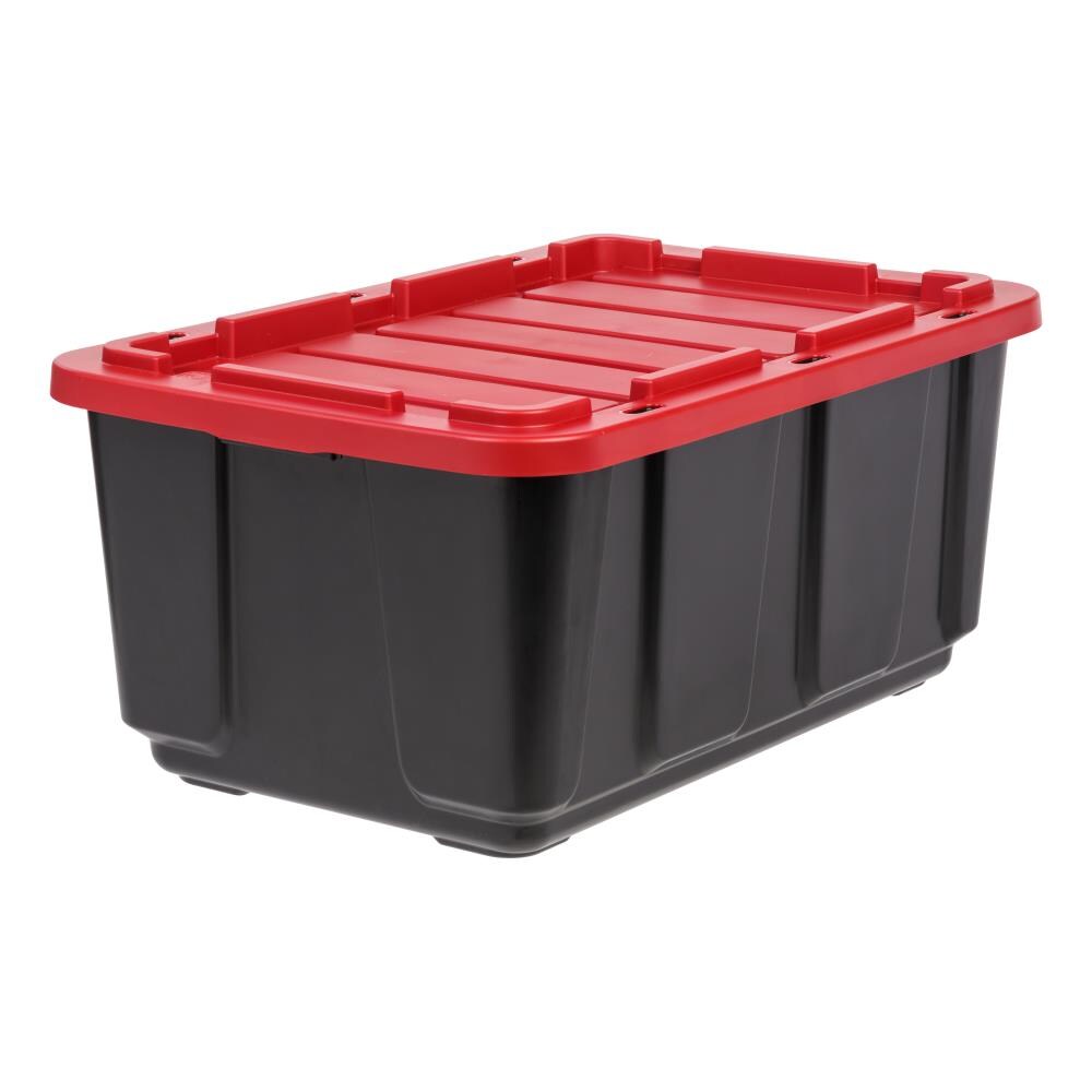 Hyper Tough - 27 Gallon Snap Lid Plastic Storage Tote Box, Black