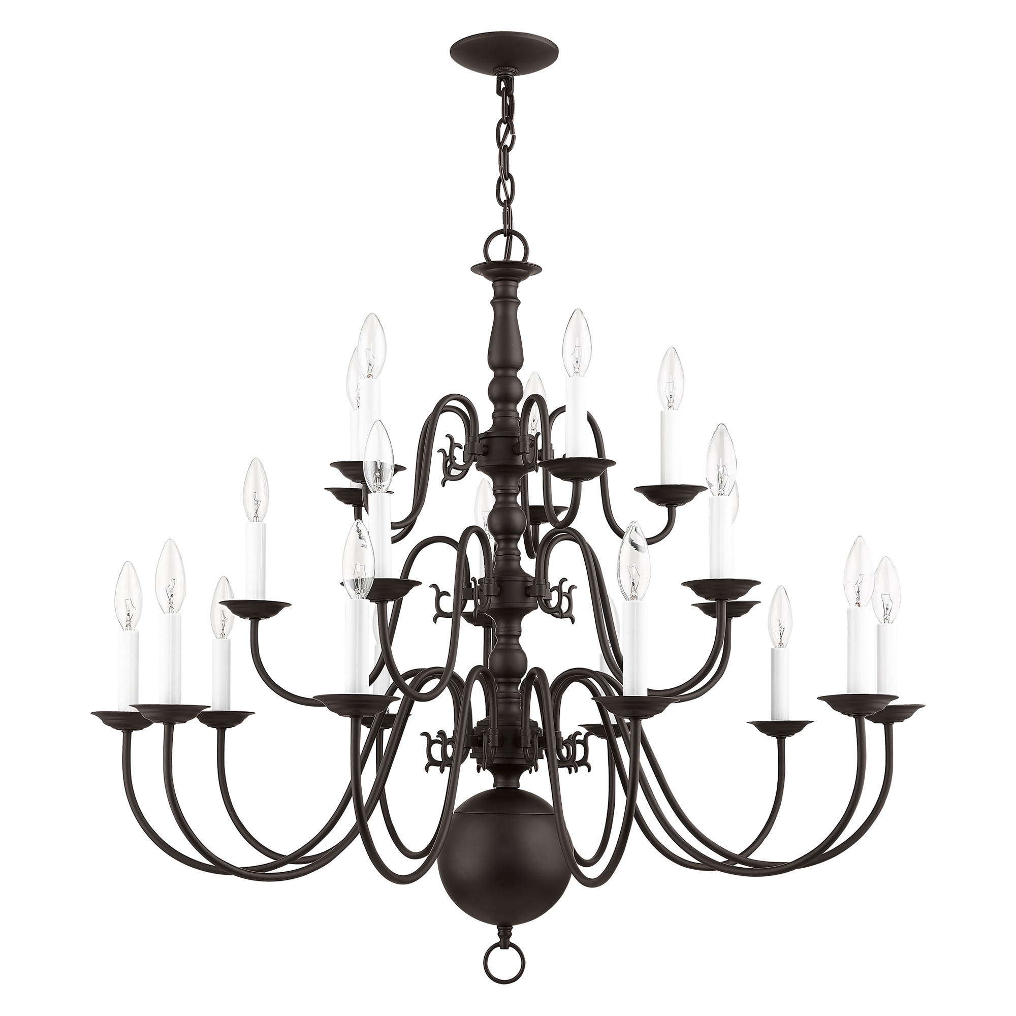 Livex Lighting 5019-07 Williamsburgh 20 -Light Bronze Traditional For Use in Bathrooms, Bedrooms, Dining Rooms, Foyers, Kitchens, Living Rooms Chandelier