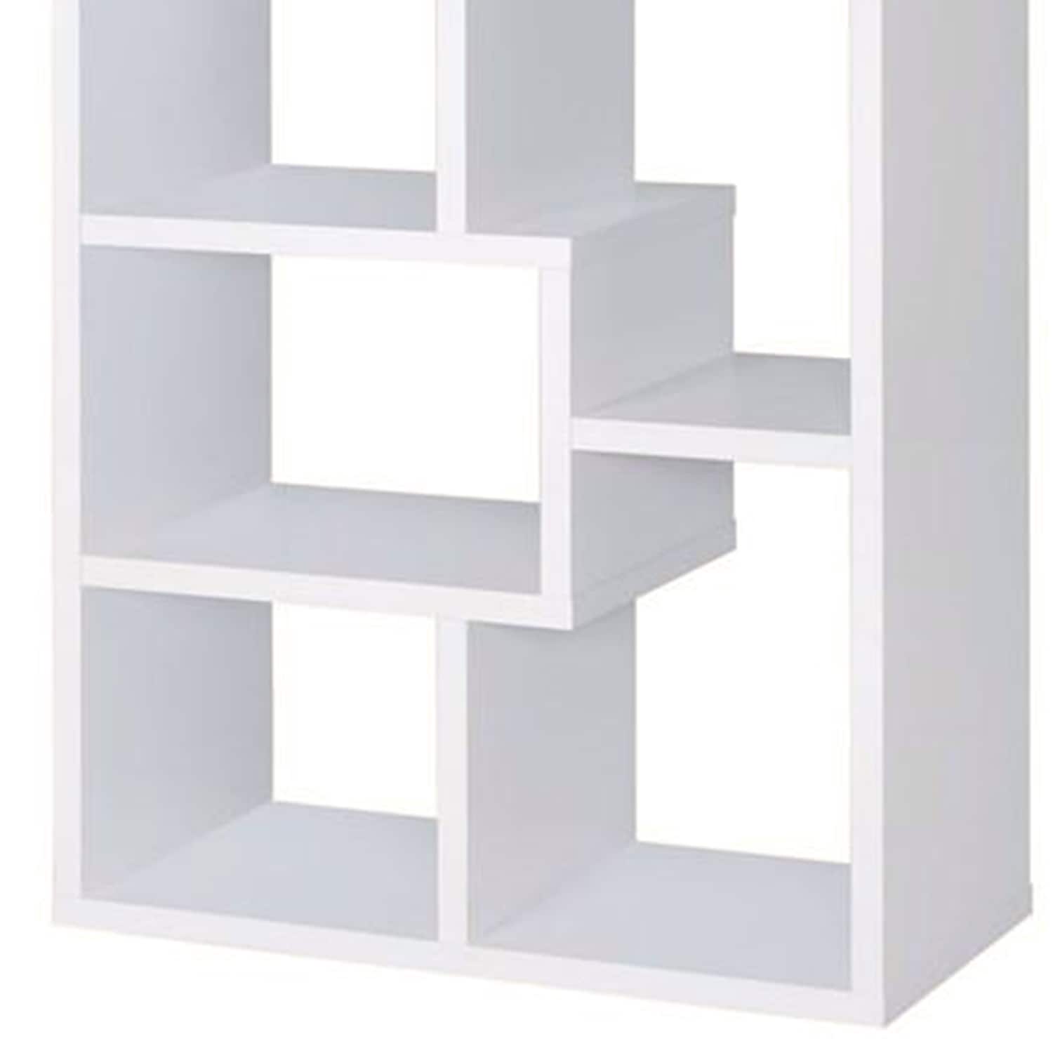 Interlocking Cubes White Wooden Rectangular Bookcase