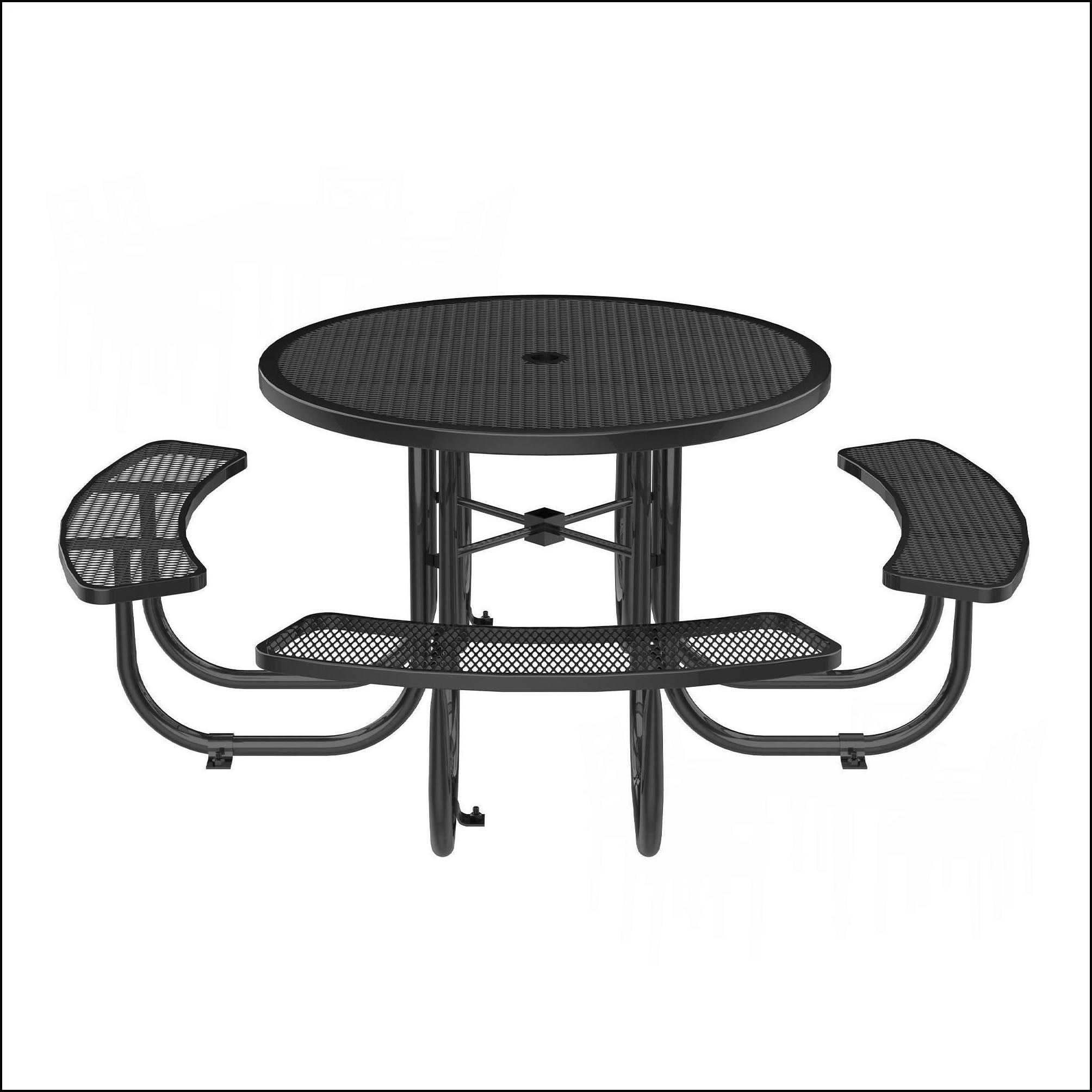 Watnature Patio Picnic Table 46 Inch Round with Umbrella Hole for Backyard Black Steel one_size | ZLIH19SQAW5F