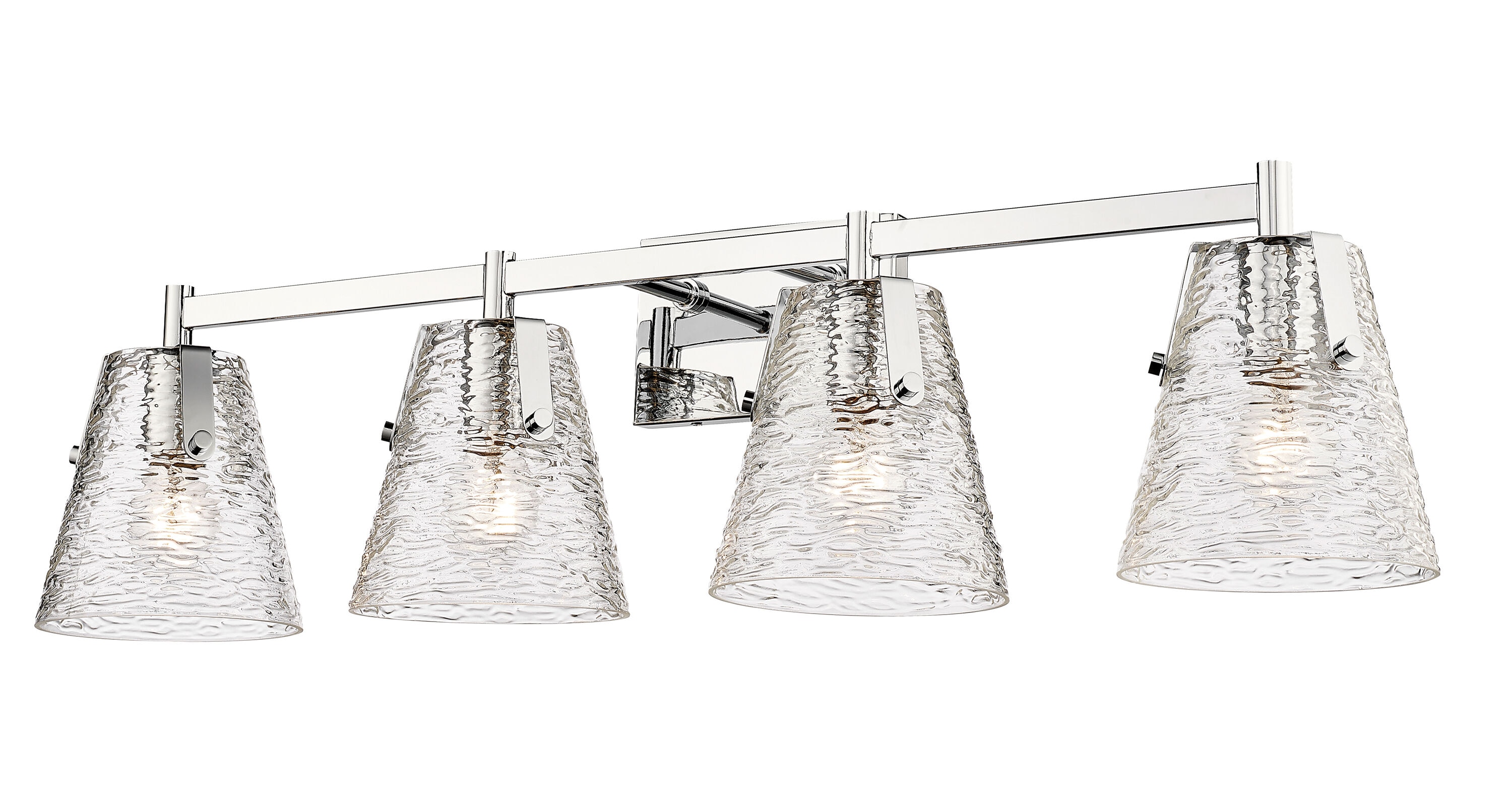Analia 36" Chrome Vanity Light with Clear Ribbed Glass Shades