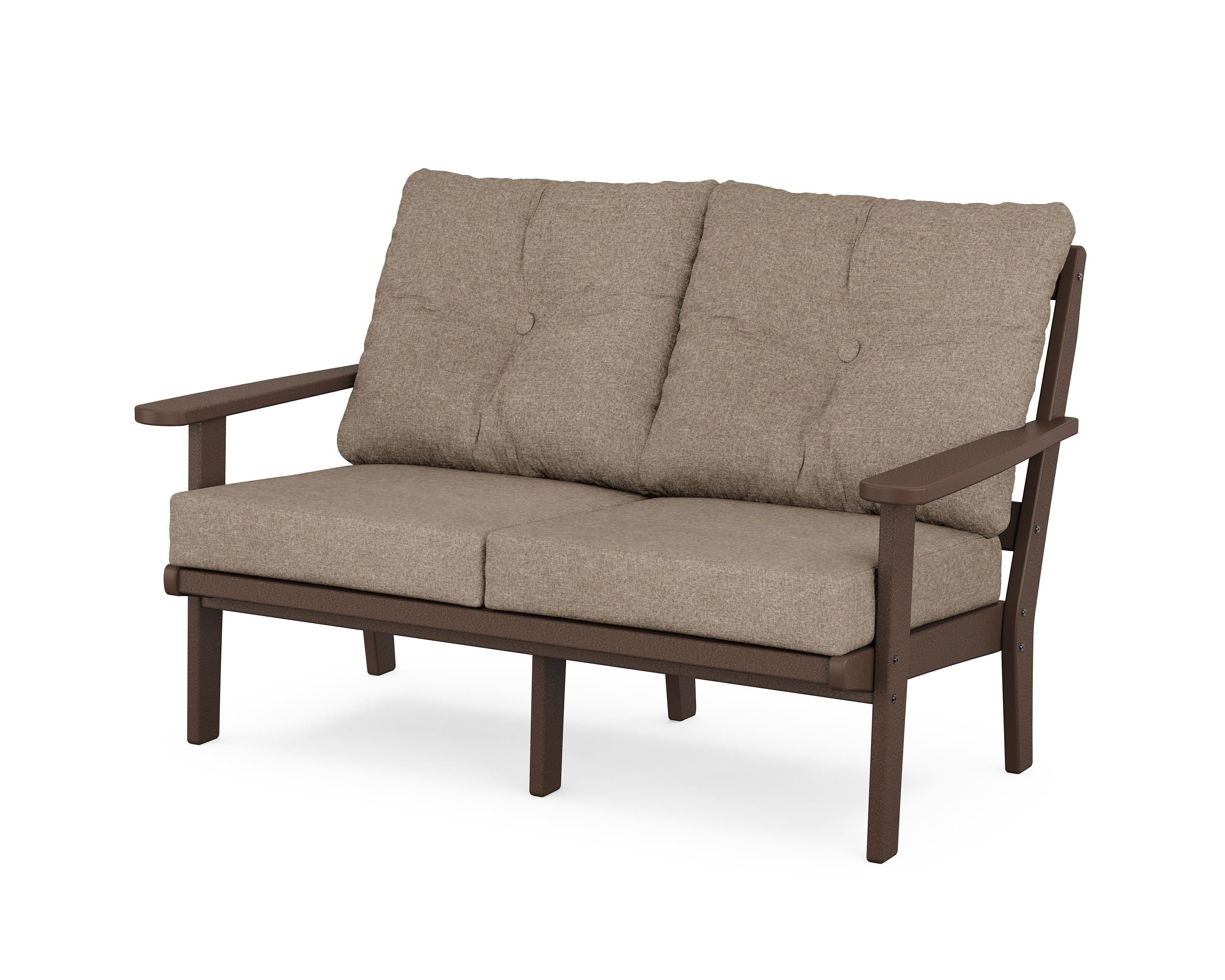 Trex Outdoor Furniture TX4432-VL146010 Cape Cod Outdoor Loveseat with Brown Cushions and Plastic Frame