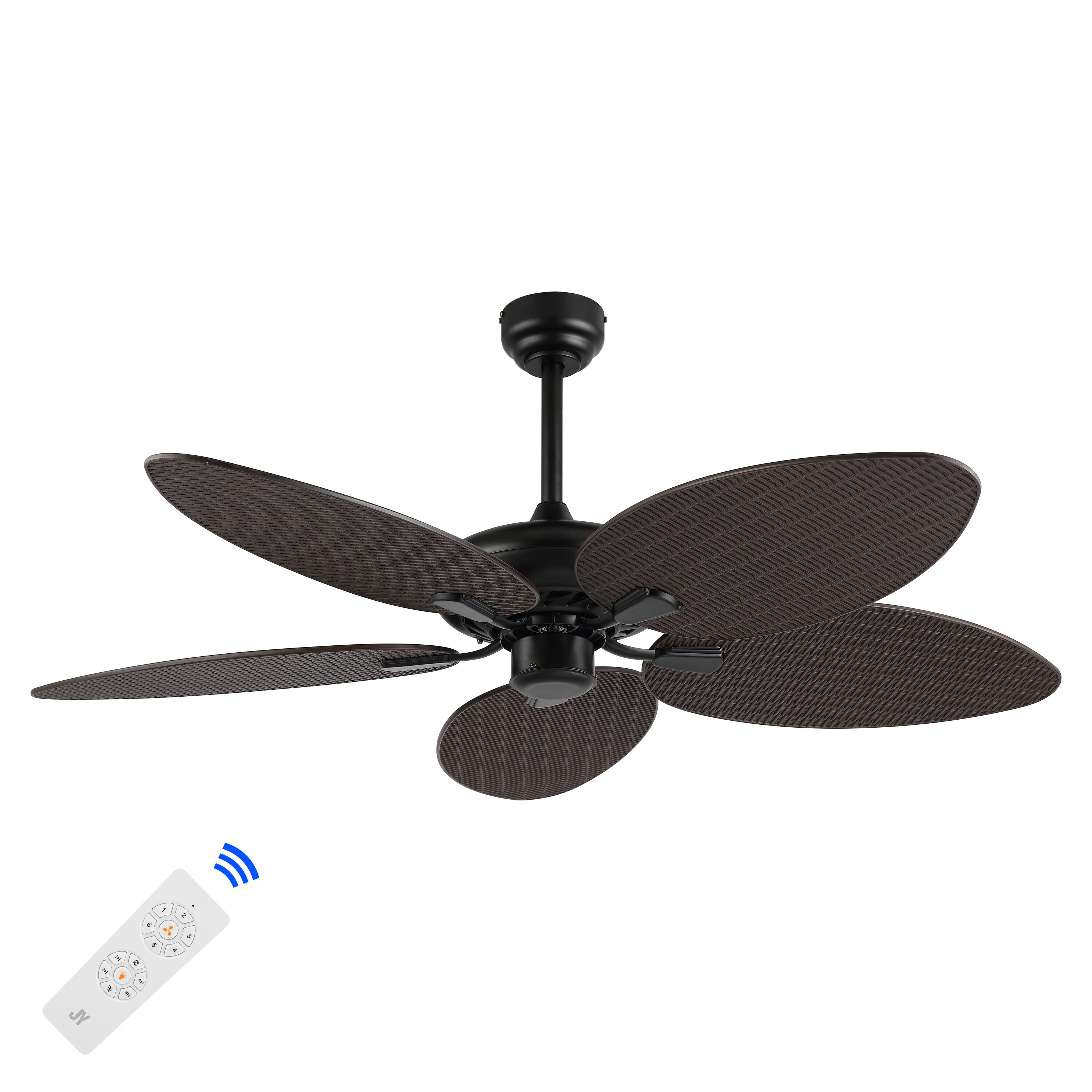 Raffles 52" Dark Brown Palm Blade Ceiling Fan with Remote