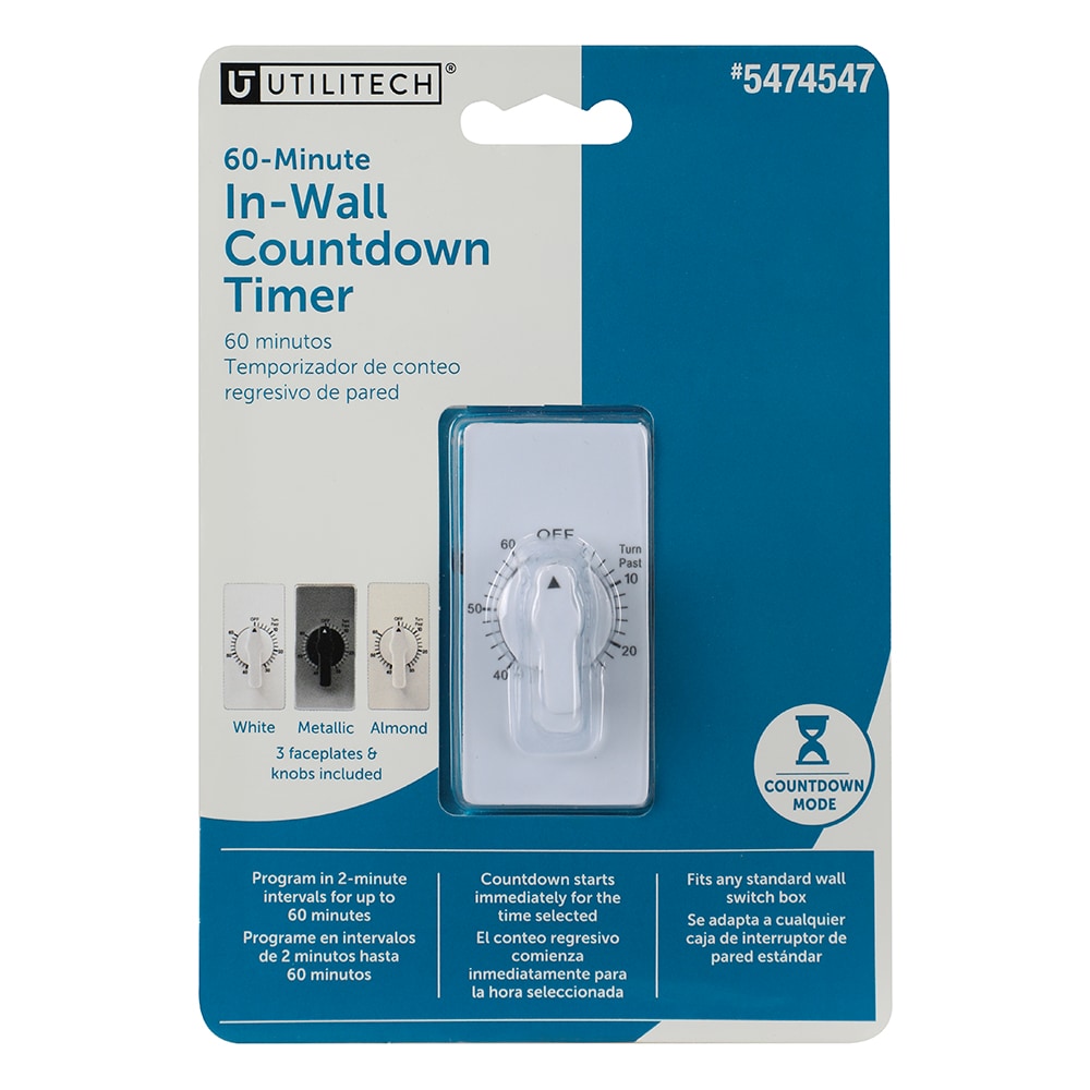 Utilitech UTTNIW060WSA 15 -Amps 125-volt Indoor Countdown Analog Lighting Timer
