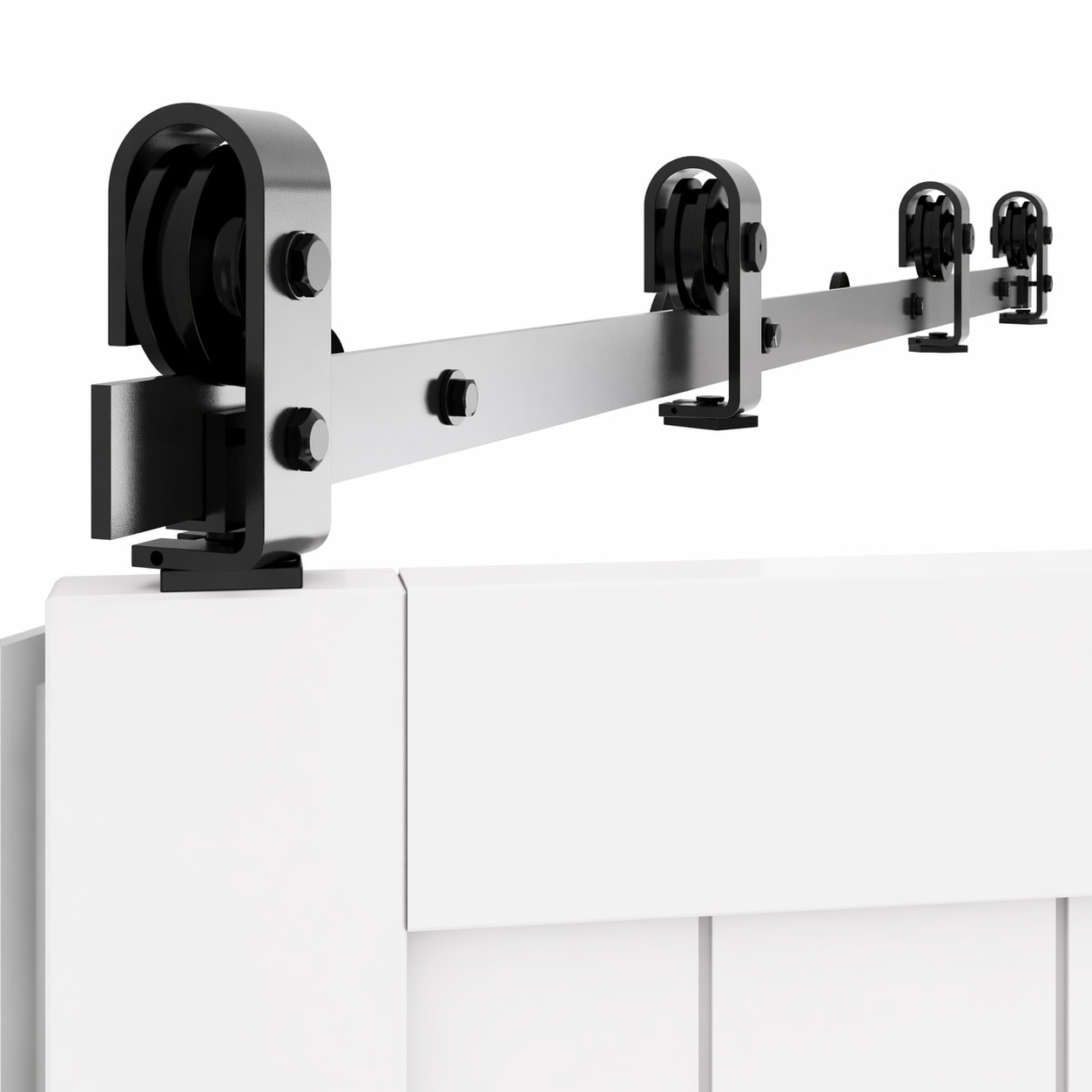 Aoibox  96 in Bifold Sliding Barn Door Hardware Track Kit for 92 in Openings Frosted Black 180 lb