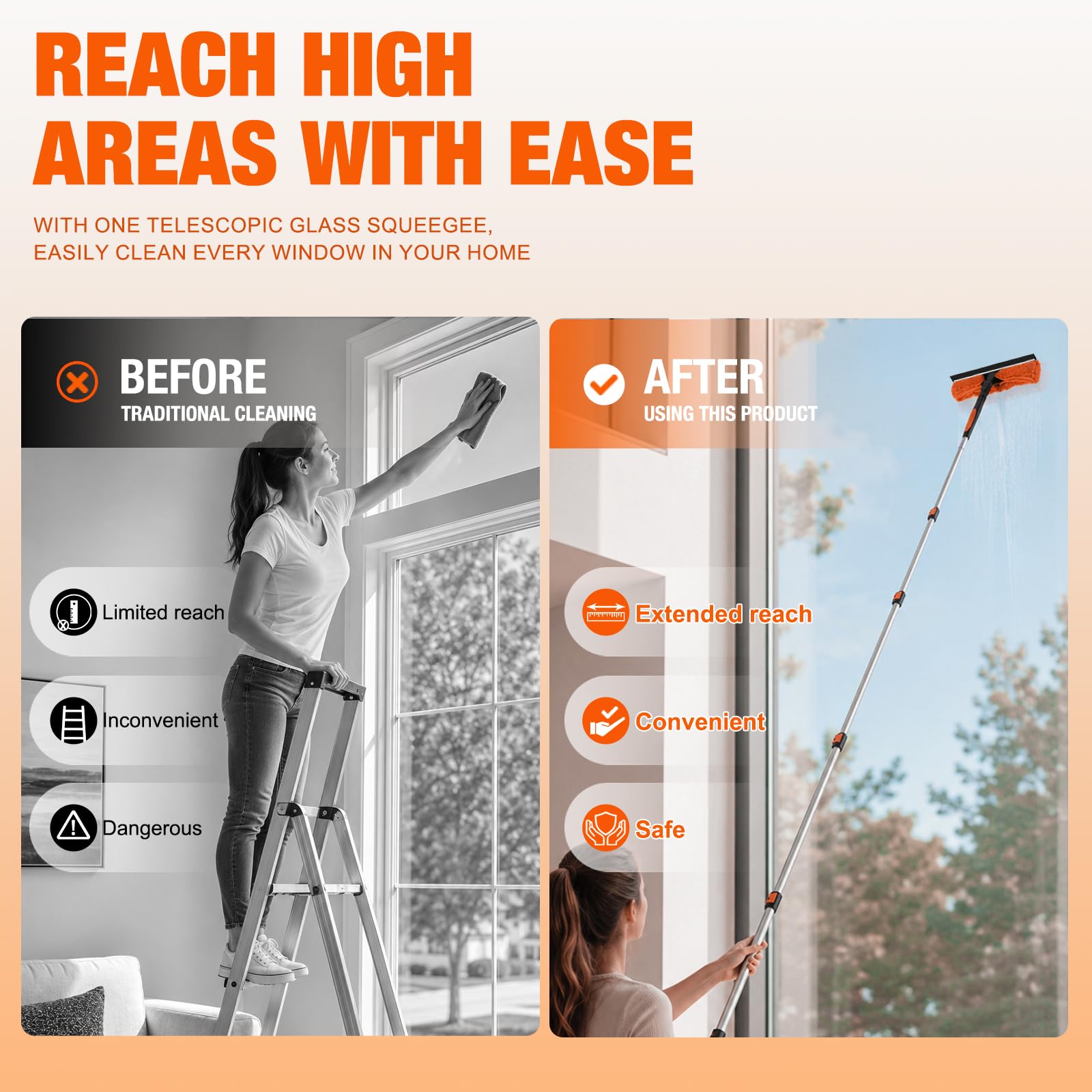 AOIZGMY 30FT Window Squeegee Kit with 24FT Telescoping Extension Pole 2 ...