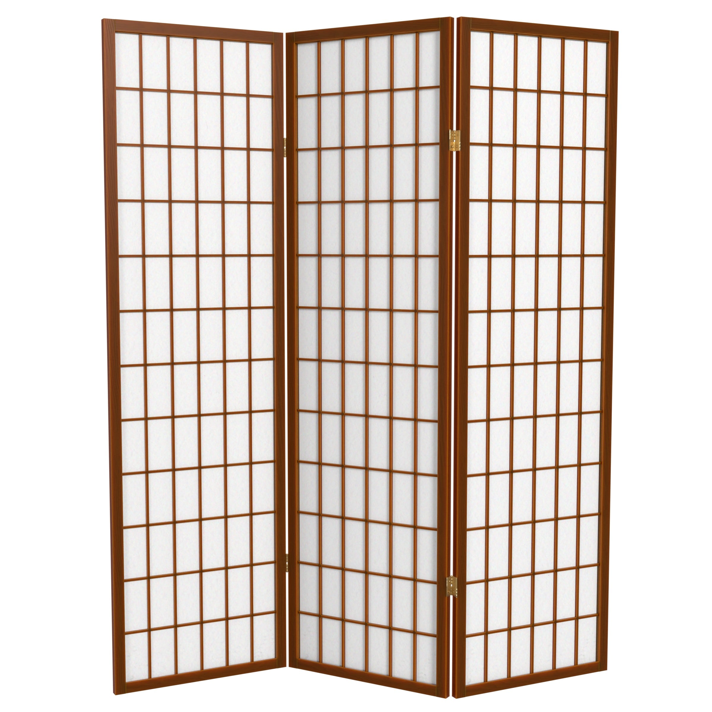 Oriental Furniture WP60-WAL-3P 3 -Panel Walnut Wood Folding Shoji Style Room Divider