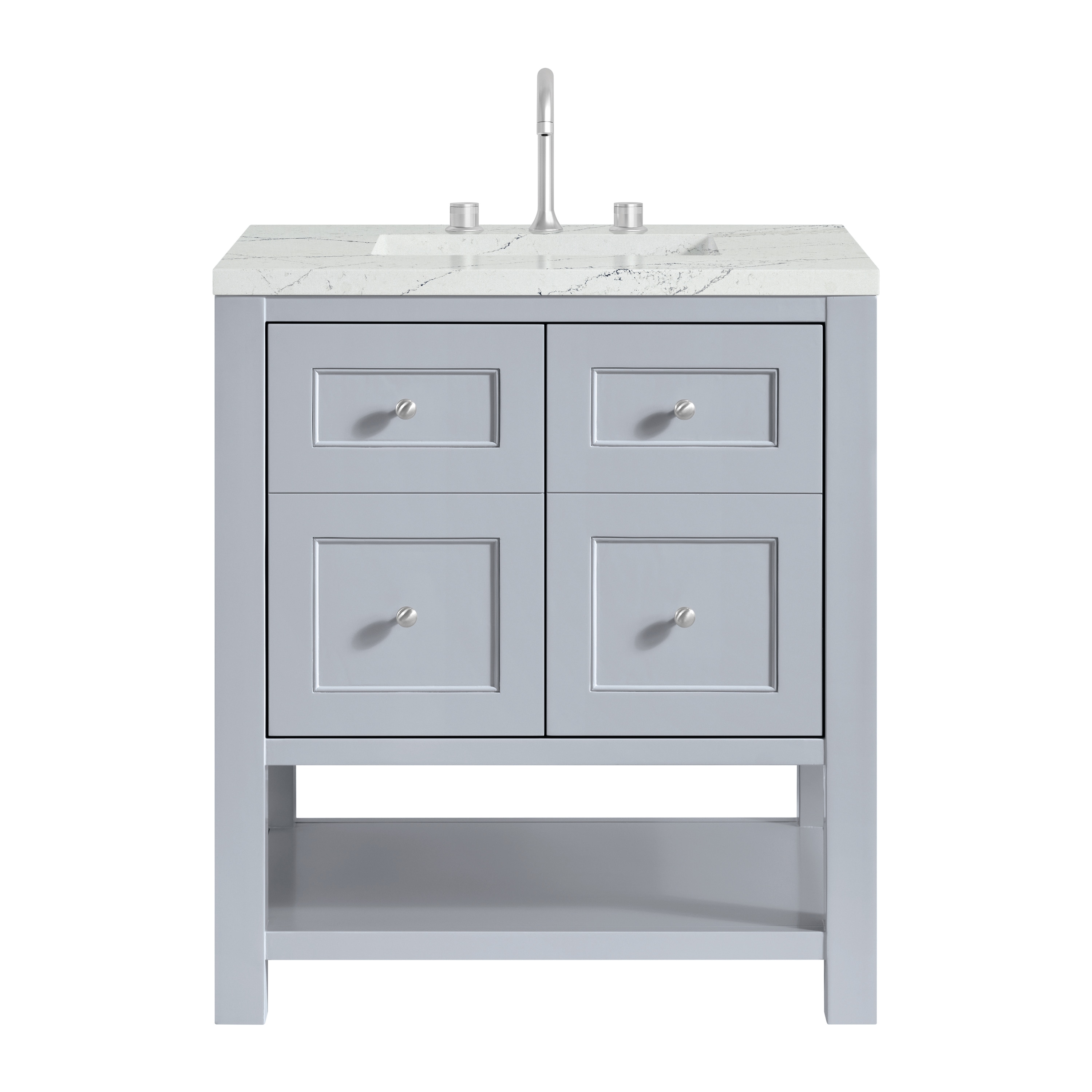 James Martin Vanities 330-V30-SRB-3ENC Breckenridge 30-in Serenity Blue Undermount Single Sink Bathroom Vanity with Ethereal Noctis Quartz Top