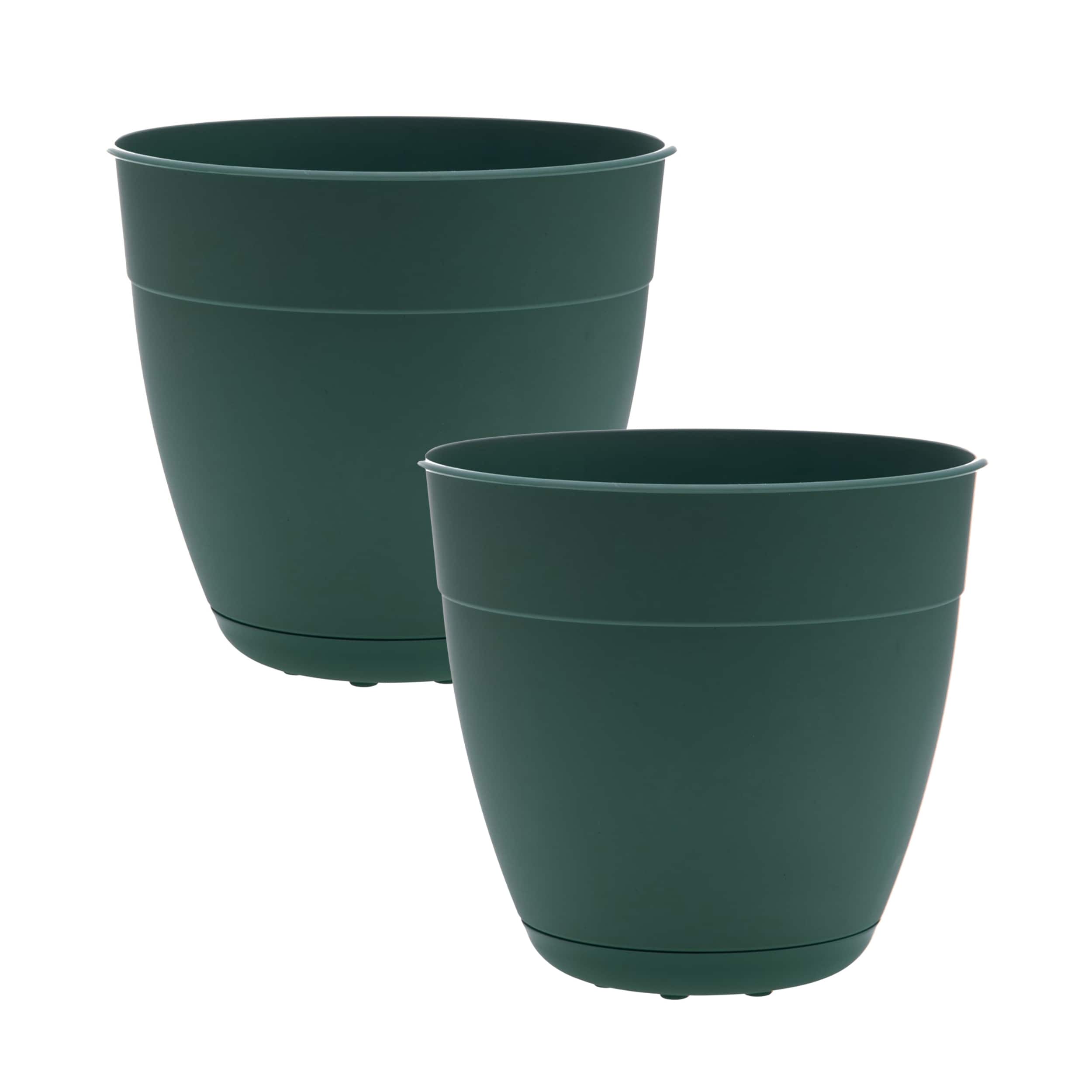 Bloem DCB-DAYMIX3 2 -Pack Round 12.0-in W Medium Green Recycled plastic Indoor/Outdoor Planter with Drainage Holes Attached Saucer