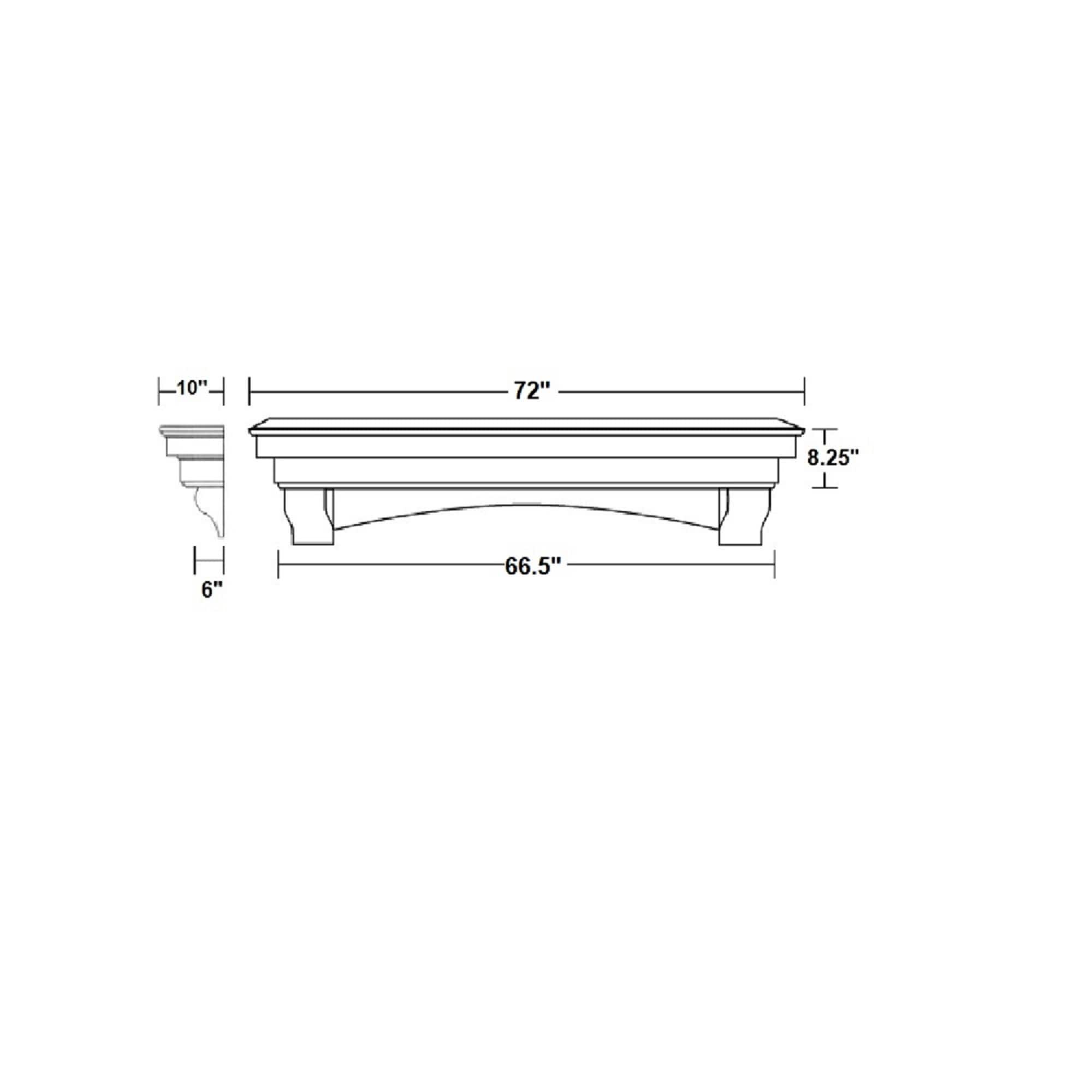 Mantels Direct SALEM-72-RSWD Mantel-Shelves - View #11