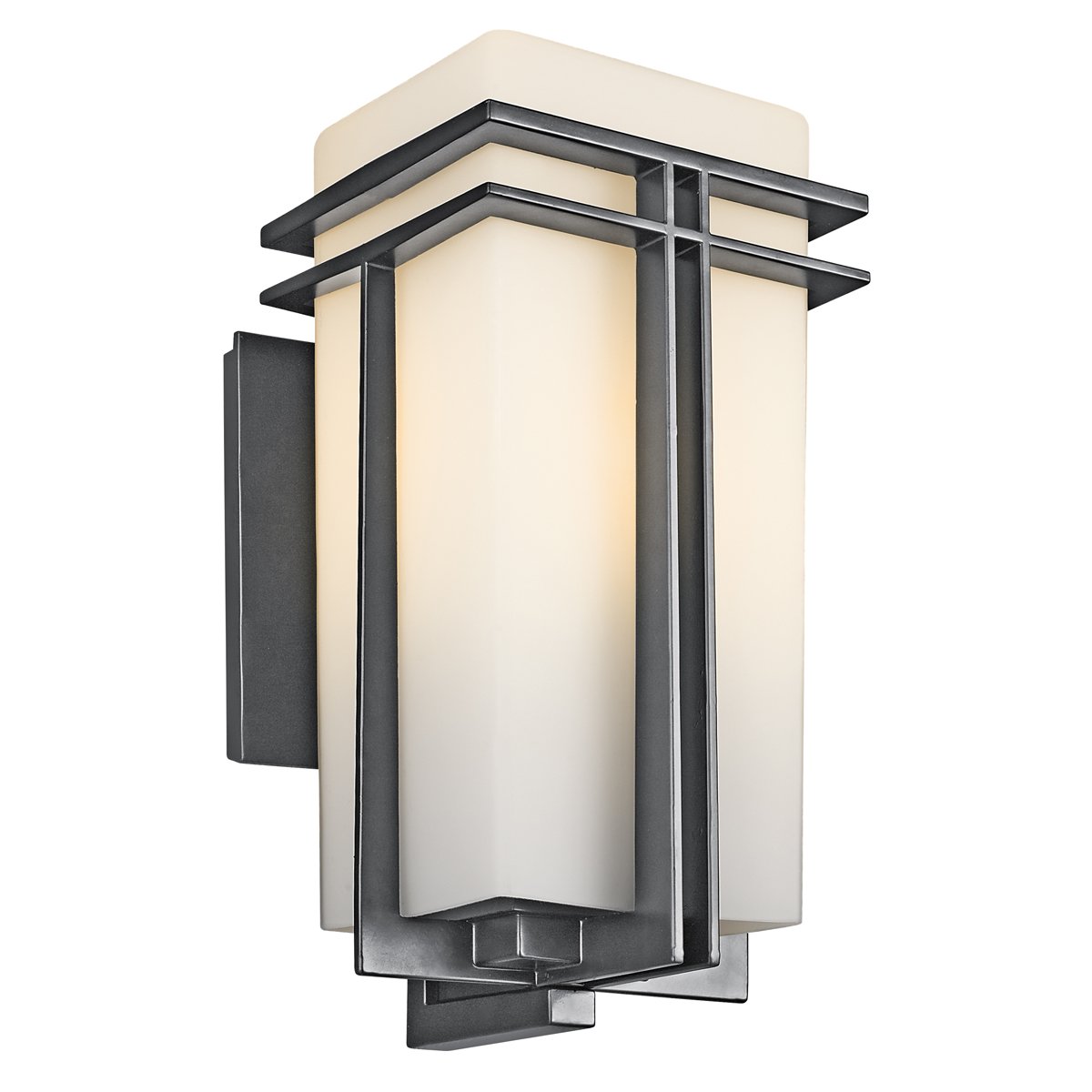 Tremillo Hardwired 1-Light Black 4 x 4 Outdoor Deck Post Light with Satin Etched Cased Opal