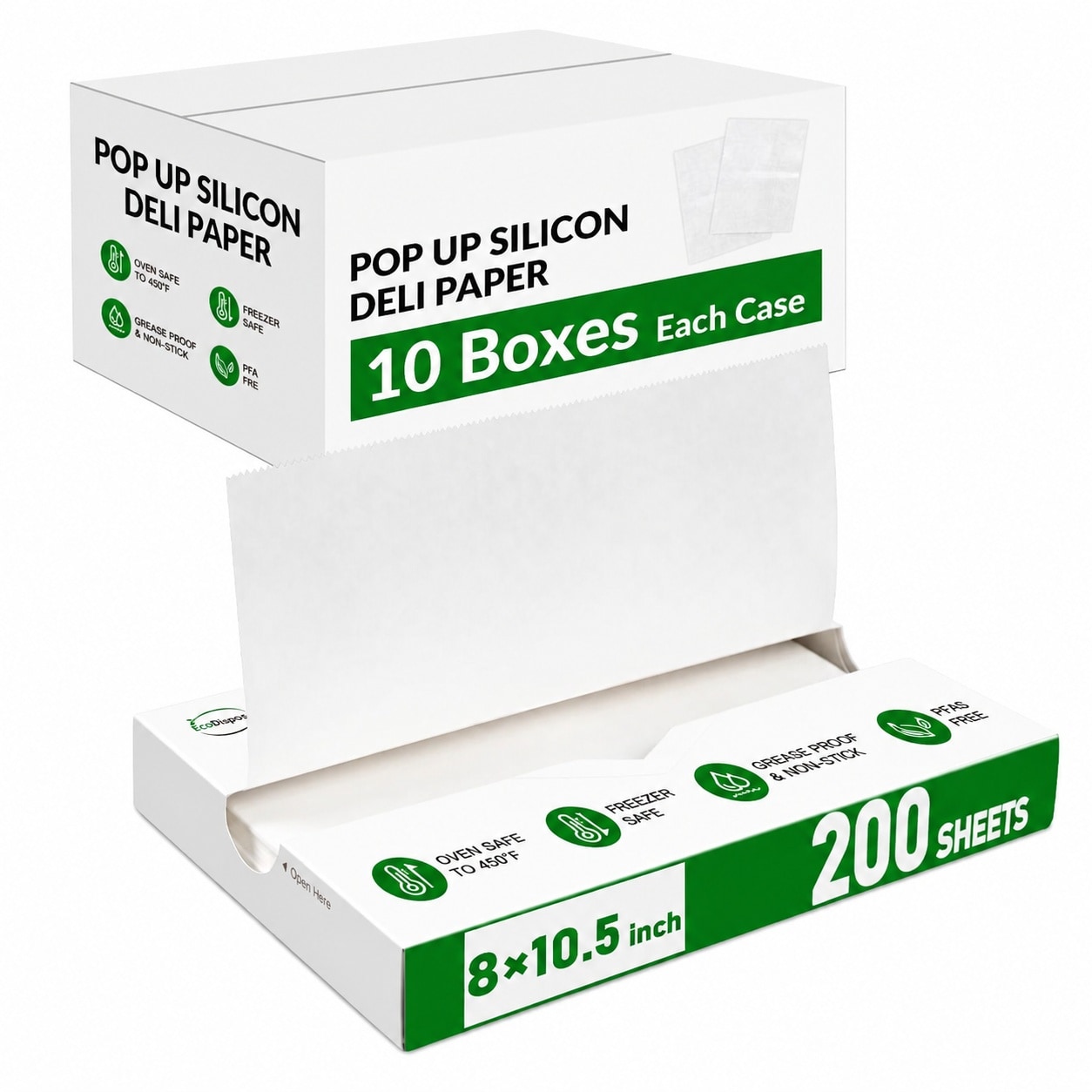 Aoibox  Precut Interfolded Deli Paper Sheets 8 x 10 5 in White Oil Resistant Food Wrap 2000 Count Dispenser Box