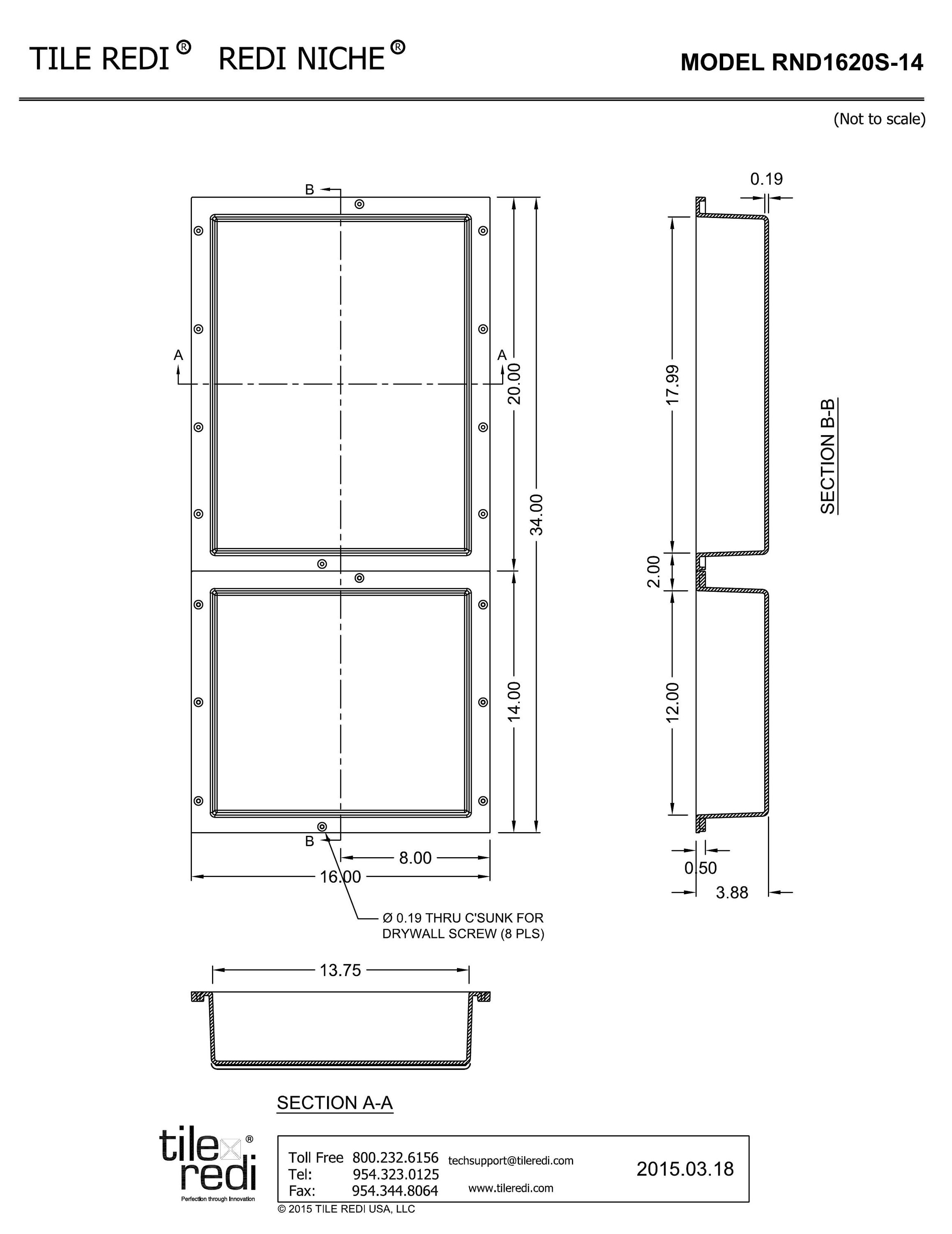 Tile Redi Niche Recessed Double Shower Wall Shelf, 16-in W x 34-in H x ...