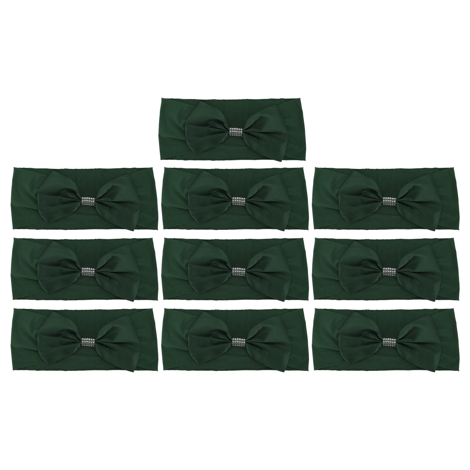 Unique Bargains 10pcs Chair Sashes Bow Stretch Chair Cover Band with Buckle Slider Stretch Chair Ties Bows for Wedding Christmas 13.78 Inch x5.91 Inch Deep Green