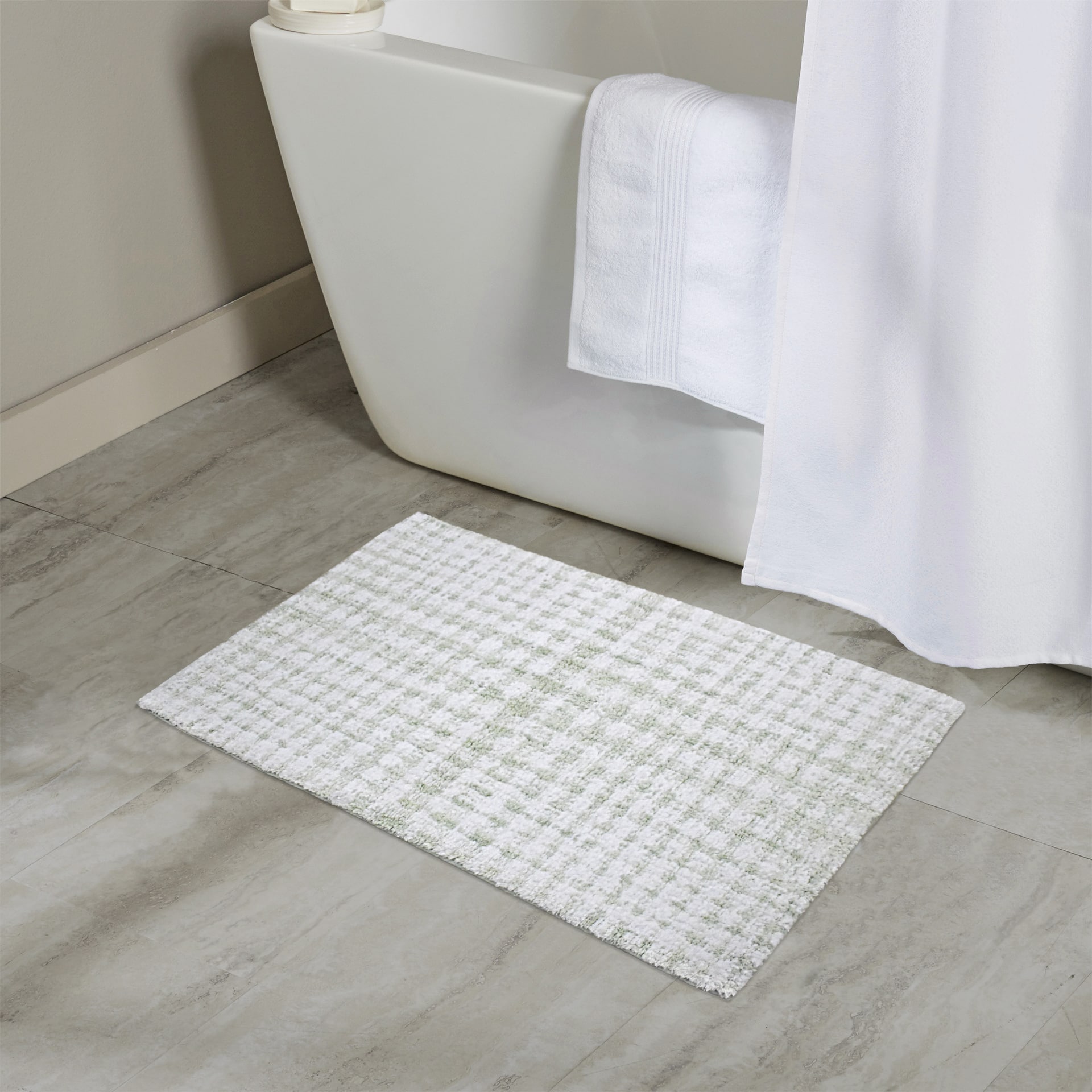 allen + roth 20-in x 32-in Dark Gray Polyester Bath Mat in the Bathroom Rugs  & Mats department at