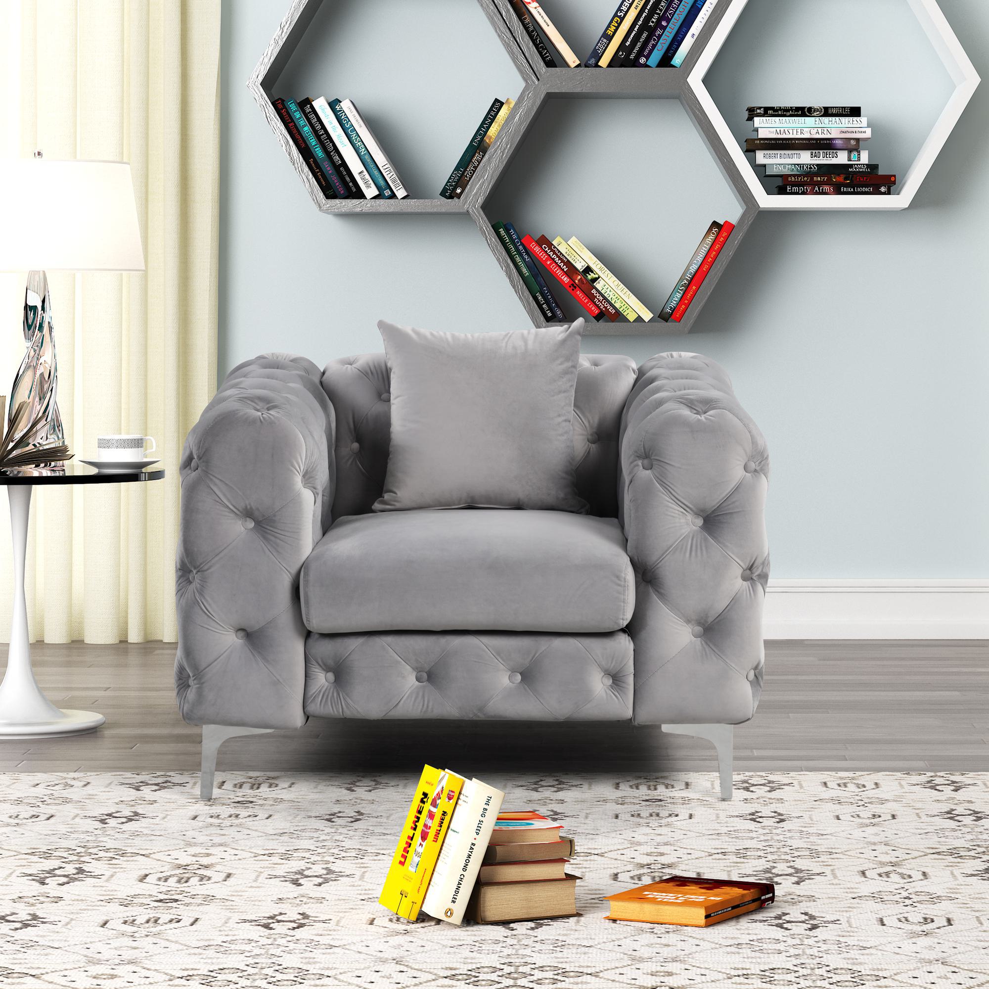 FARATI 8205-GREY-1 2 Modern Gray Accent Chair