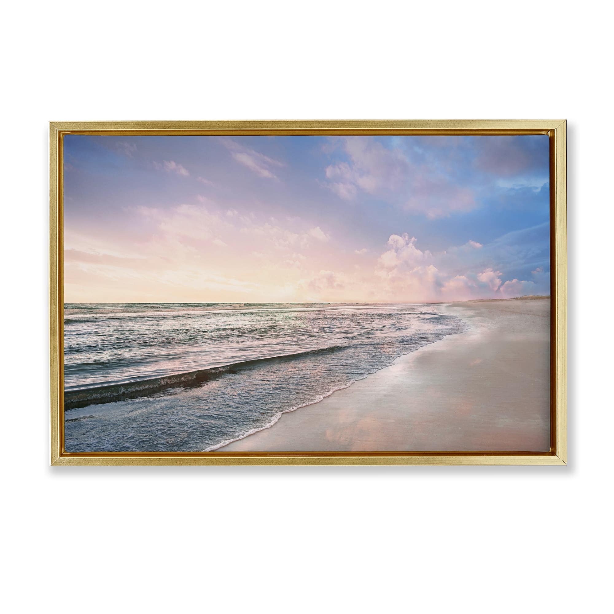 Stupell Industries BS-158-FFG-20X30 Receding Beach Shore Gold Framed Floater Canvas Wall Art By Natalie Carpentieri 31 x 21