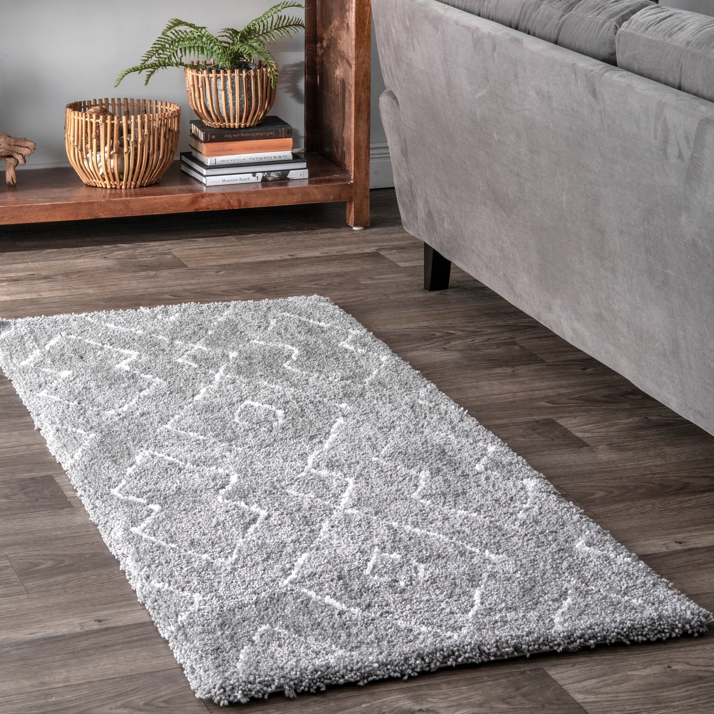 nuLOOM HJKZ01B-2606 2 x 6 (ft) Tufted Polyester Gray Rectangular Indoor Geometric Runner rug