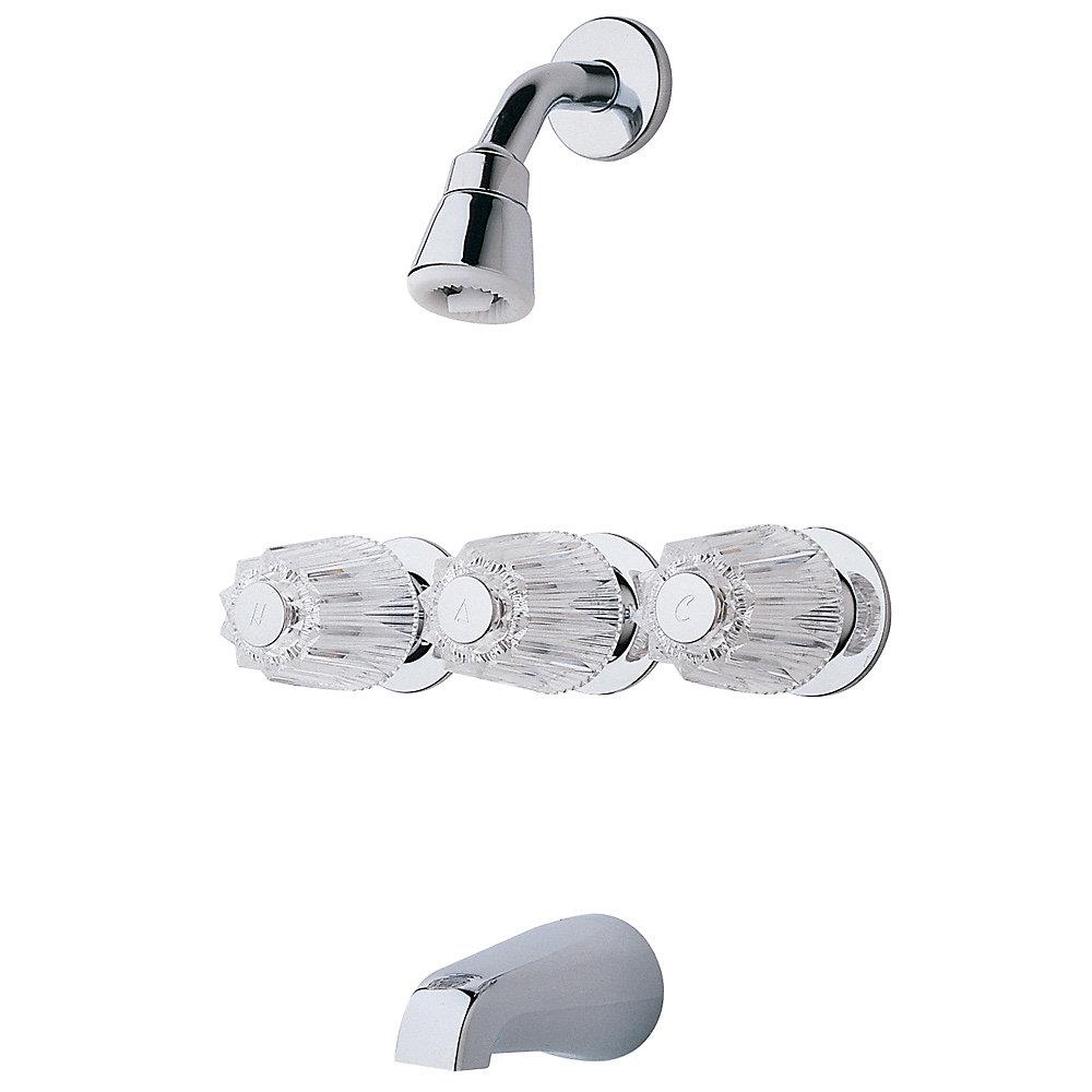 Pfister LG01-1120 Polished Chrome 3-handle Multi-function 2.875-in Round Shower Faucet with Valve