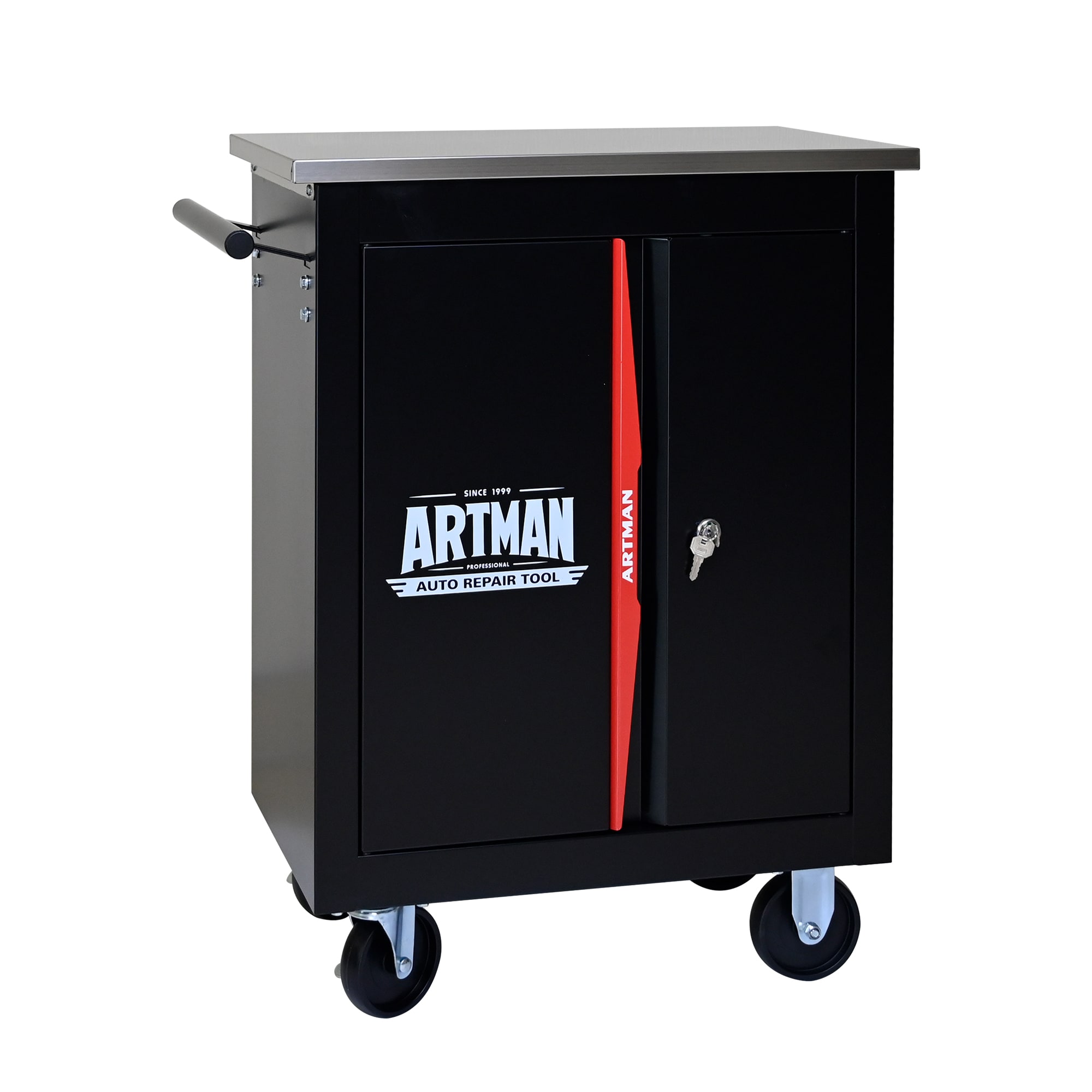 GDFStudio 344182 Double Door Clapboardl Multi Function Tool Cart -Blak and Red