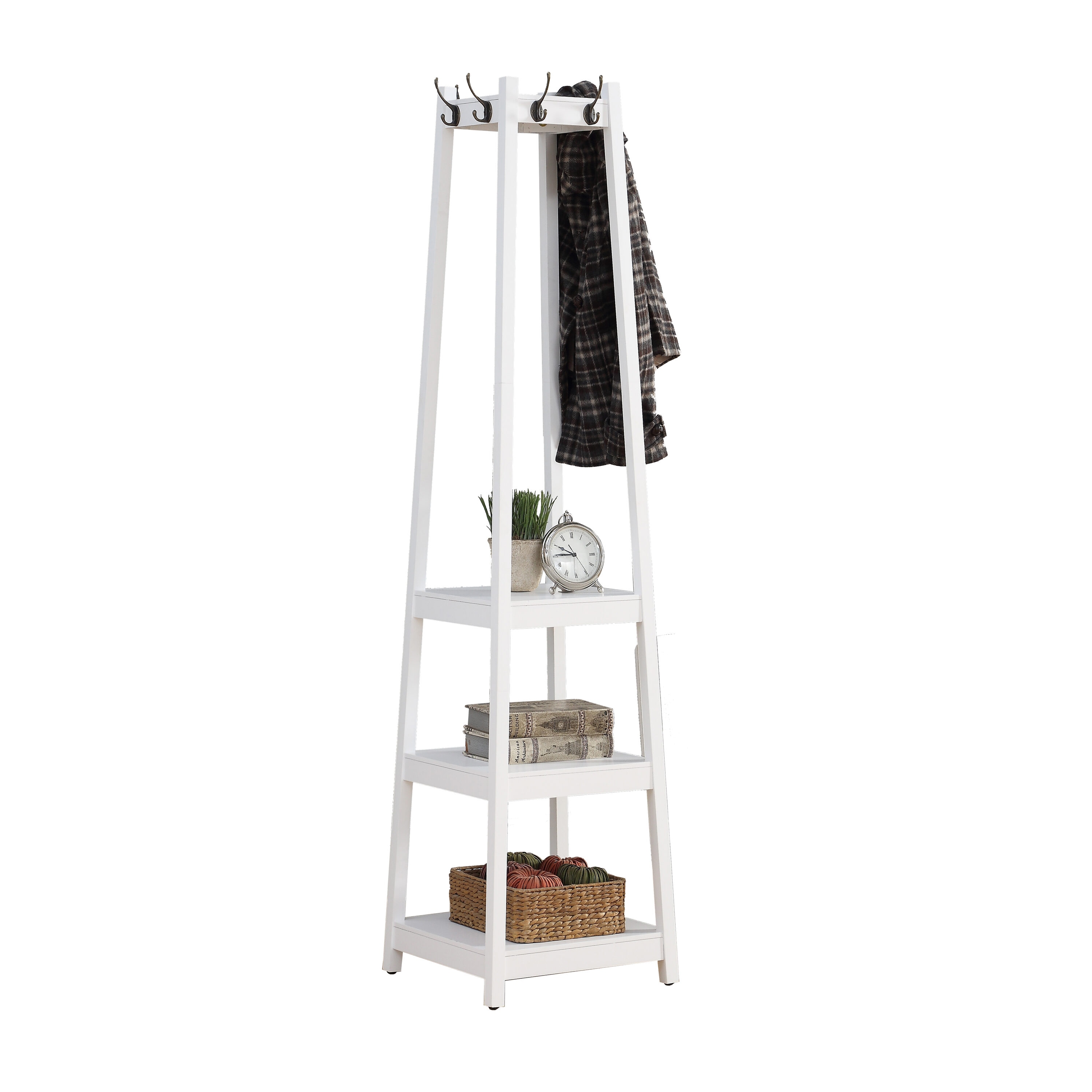 Flynama L-P164225 White 8 -Hook Coat rack